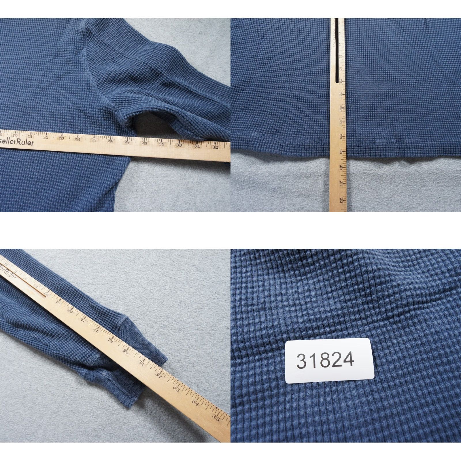 Vintage American Giant Shirt Mens 2XL Blue Henley Long Sleeve Waffle Knit Cotton Size US XXL / EU 58 / 5 - 8 Thumbnail