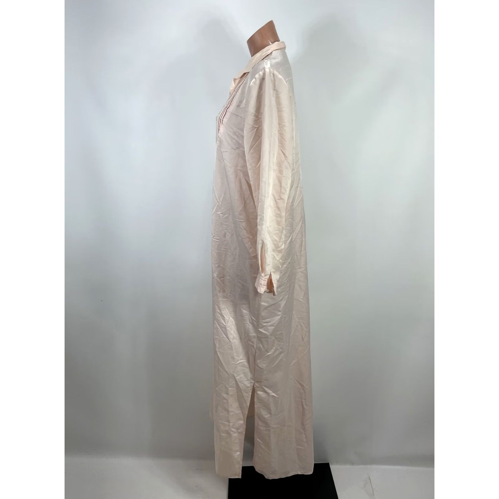 Vintage Vintage Eve Stillman Nightgown Womens Large Pink Satin Embroidered Lace Long Size ONE SIZE - 7 Thumbnail