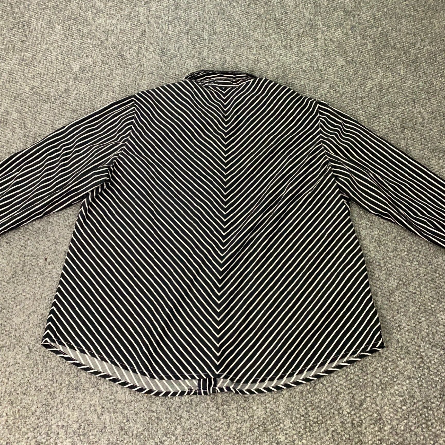 Talbots Talbots Shirt Womens 1X Black/White Striped Button Up Ruffled Size XL / US 12-14 / IT 48-50 - 6 Thumbnail