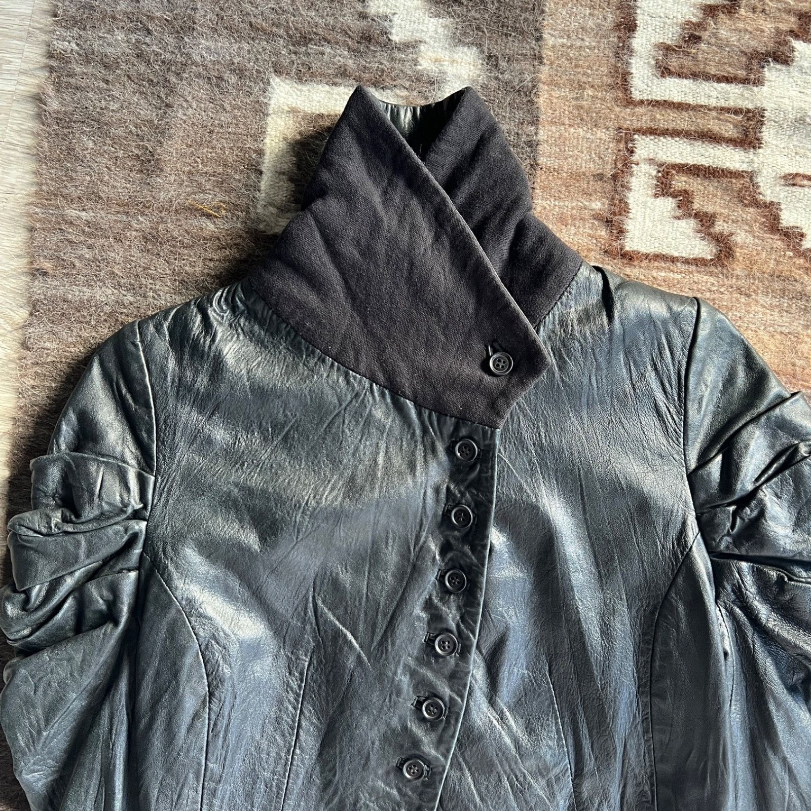 If Six Was Nine Religion Leather Jacket Y2K Gothic Biker 9941AC Size XS / US 0-2 / IT 36-38 - 10 Thumbnail