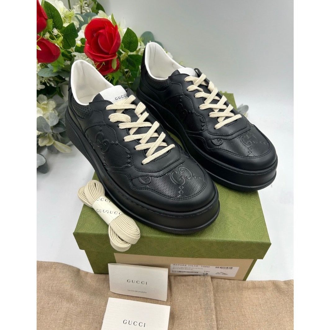 Gucci Men's Gucci, GG embossed leather sneakers size 10.5 Size US 11 / EU 44 - 3 Thumbnail