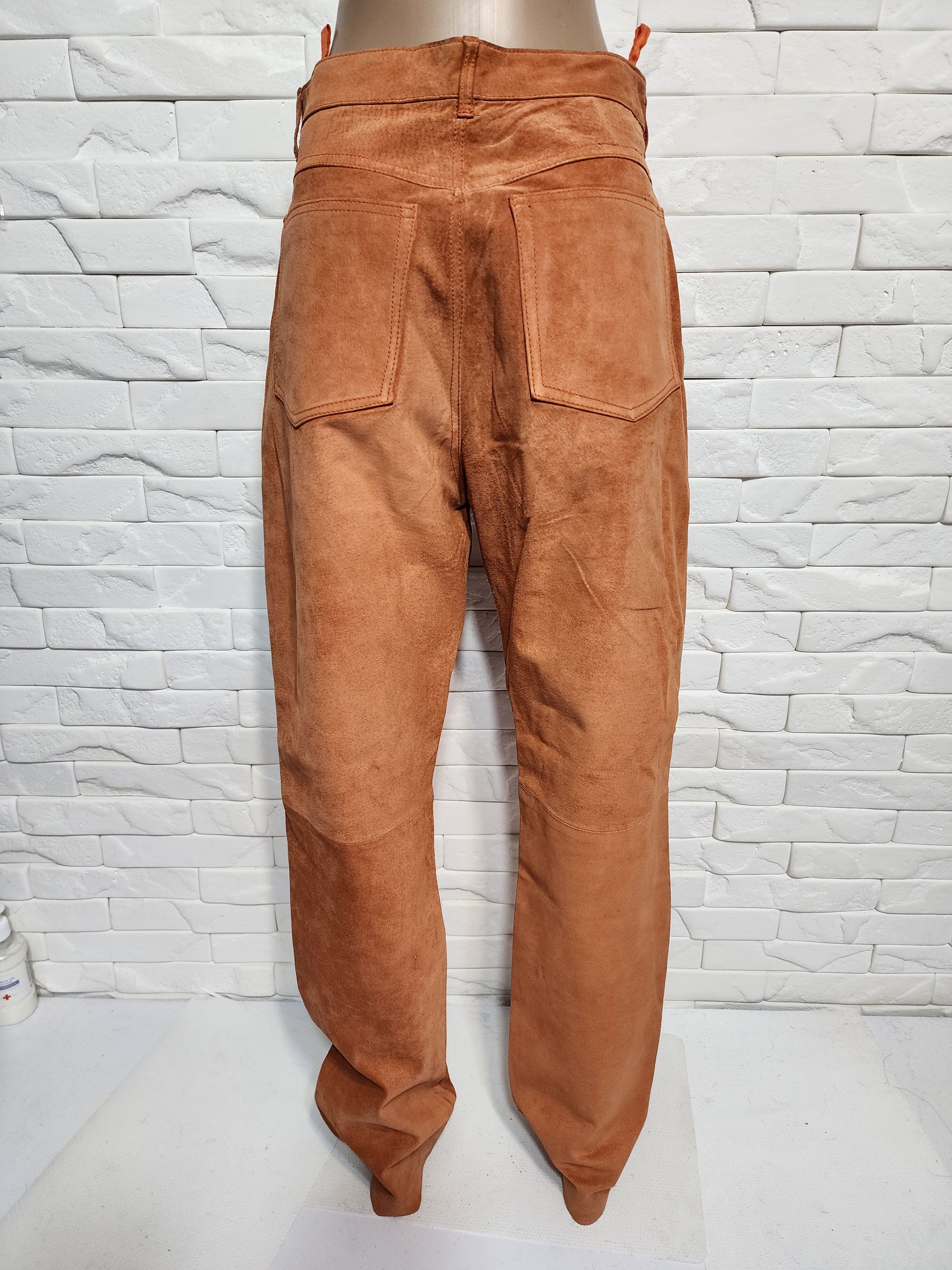 Other Orange Leather Pants: Women's Suede Trousers Size 28" / US 6 / IT 42 - 4 Thumbnail