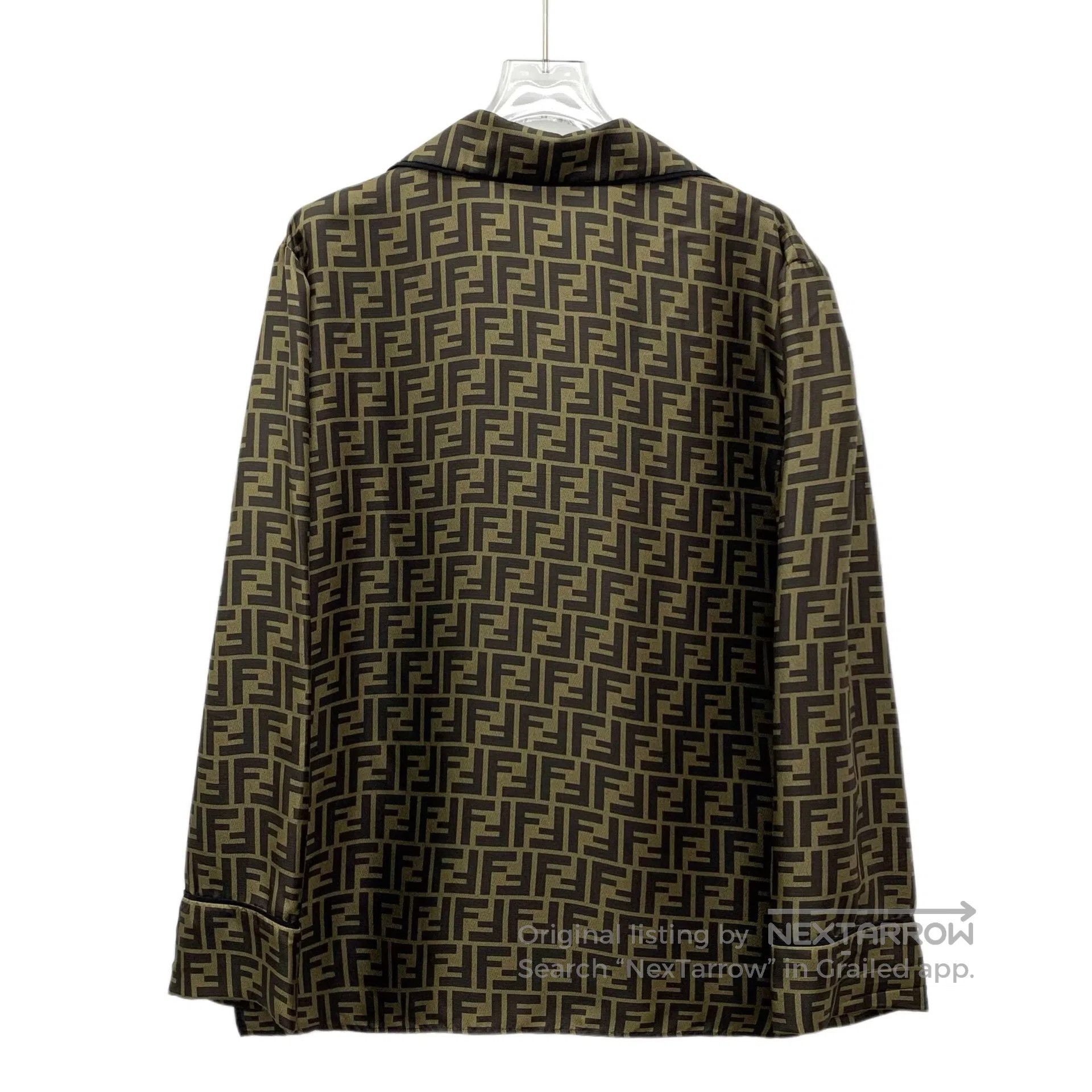 Fendi FENDI Dark Brown Double F Monogram Printed Mulberry Silk C Size S / US 4 / IT 40 - 2 Thumbnail
