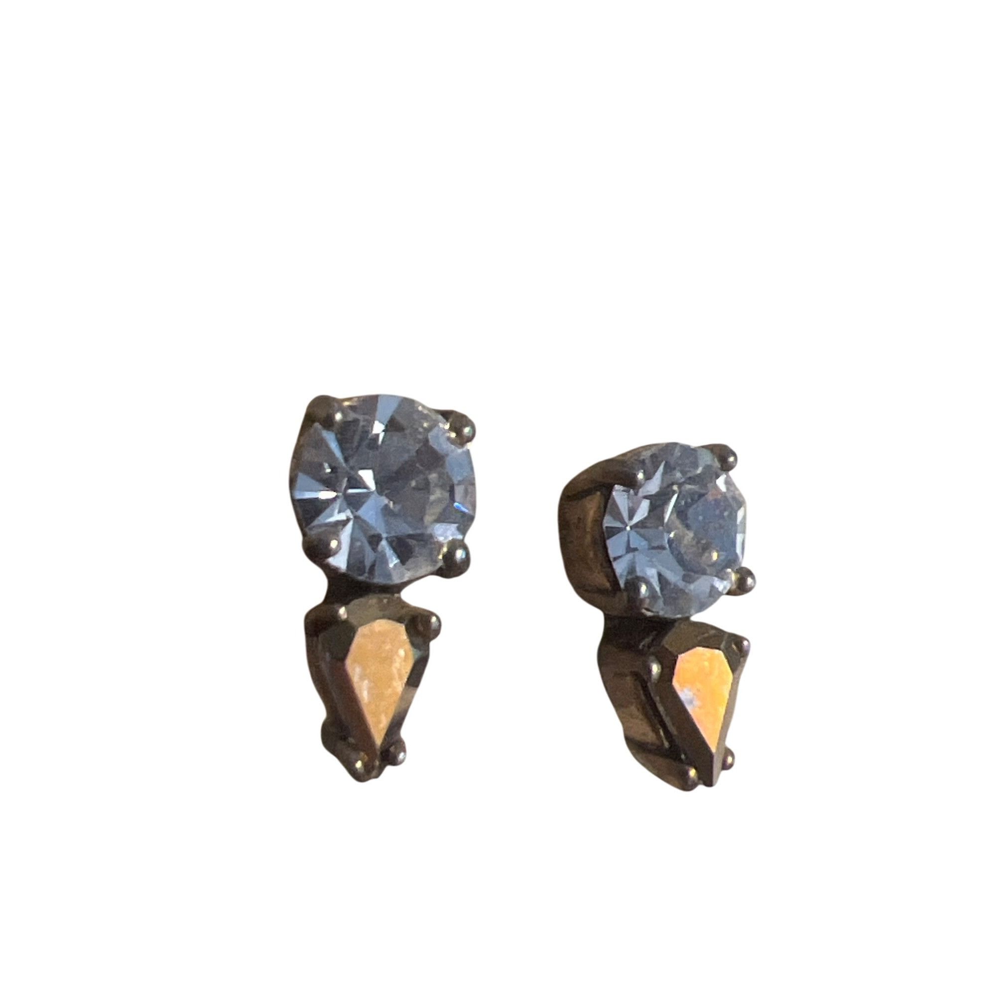 J.Crew J Crew Stud Earrings Stacked Crystals Clear Copper AB Gold T Size ONE SIZE - 2 Thumbnail