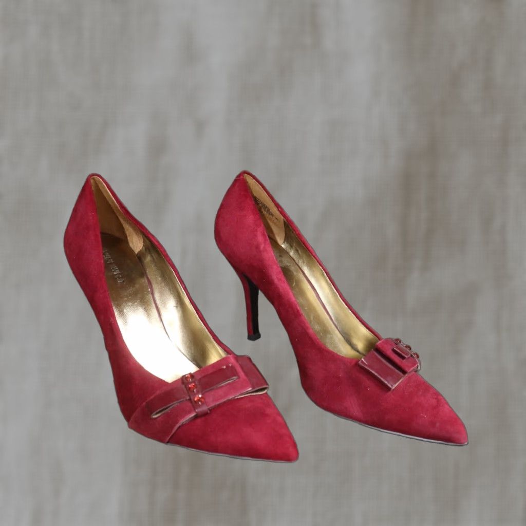 Nine West VINTAGE Nine West Dempsey Red Suede Sandals Women Size 10M 4" Heel Ankle Strap Size US 12 / IT 42 - 1 Thumbnail