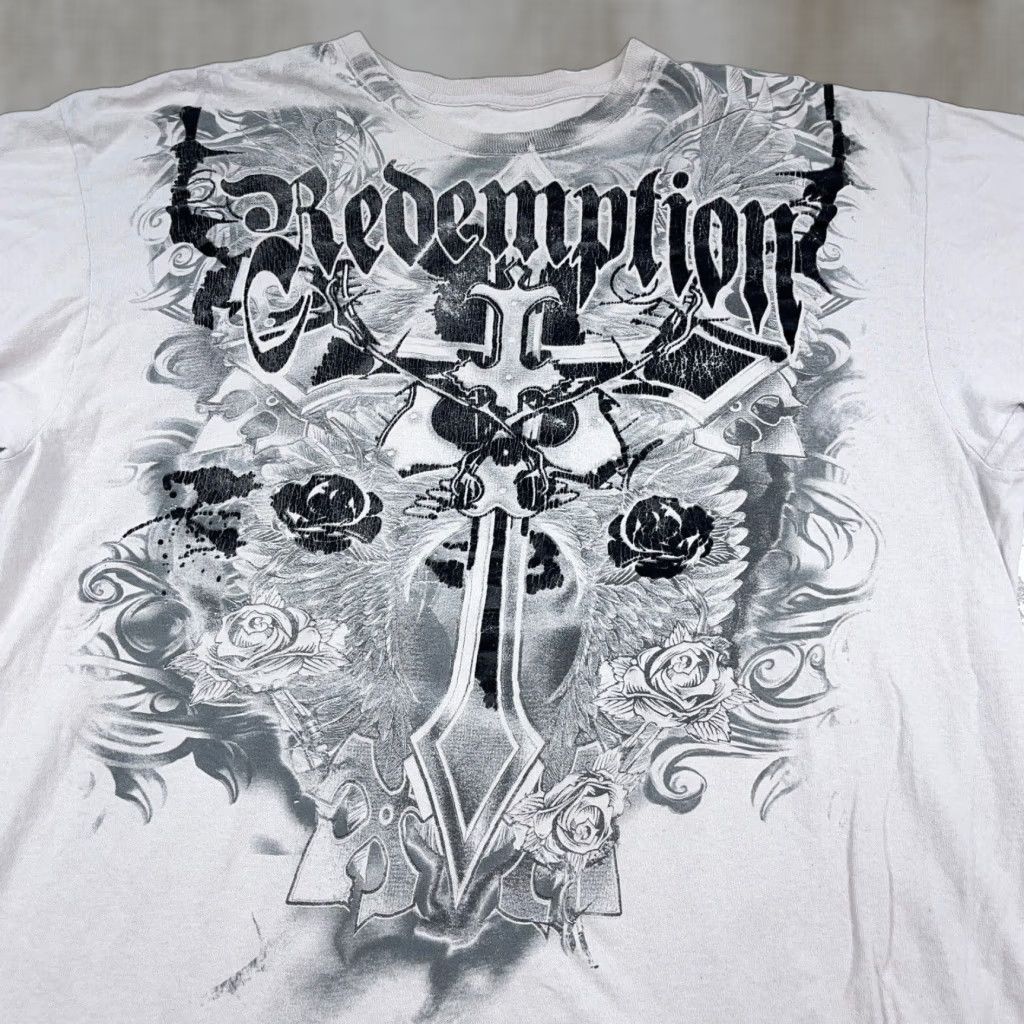 Vintage VINTAGE Redemption Shirt Men 2XL White Black Tee Graphic Print Reversible All Seasons Gothic Punk USA Skull Retro 2000s Mens Size US XXL / EU 58 / 5 - 1 Thumbnail