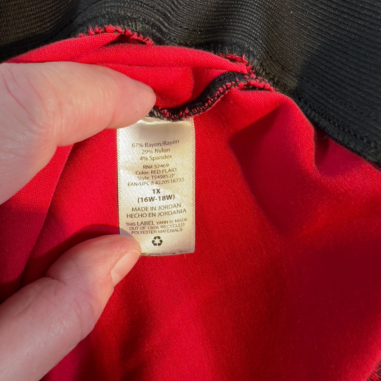 Other Terra & Sky Stretch Pullon Pant Ankle Woman's 1X Red Black Size 36" / US 14 / IT 50 - 10 Thumbnail