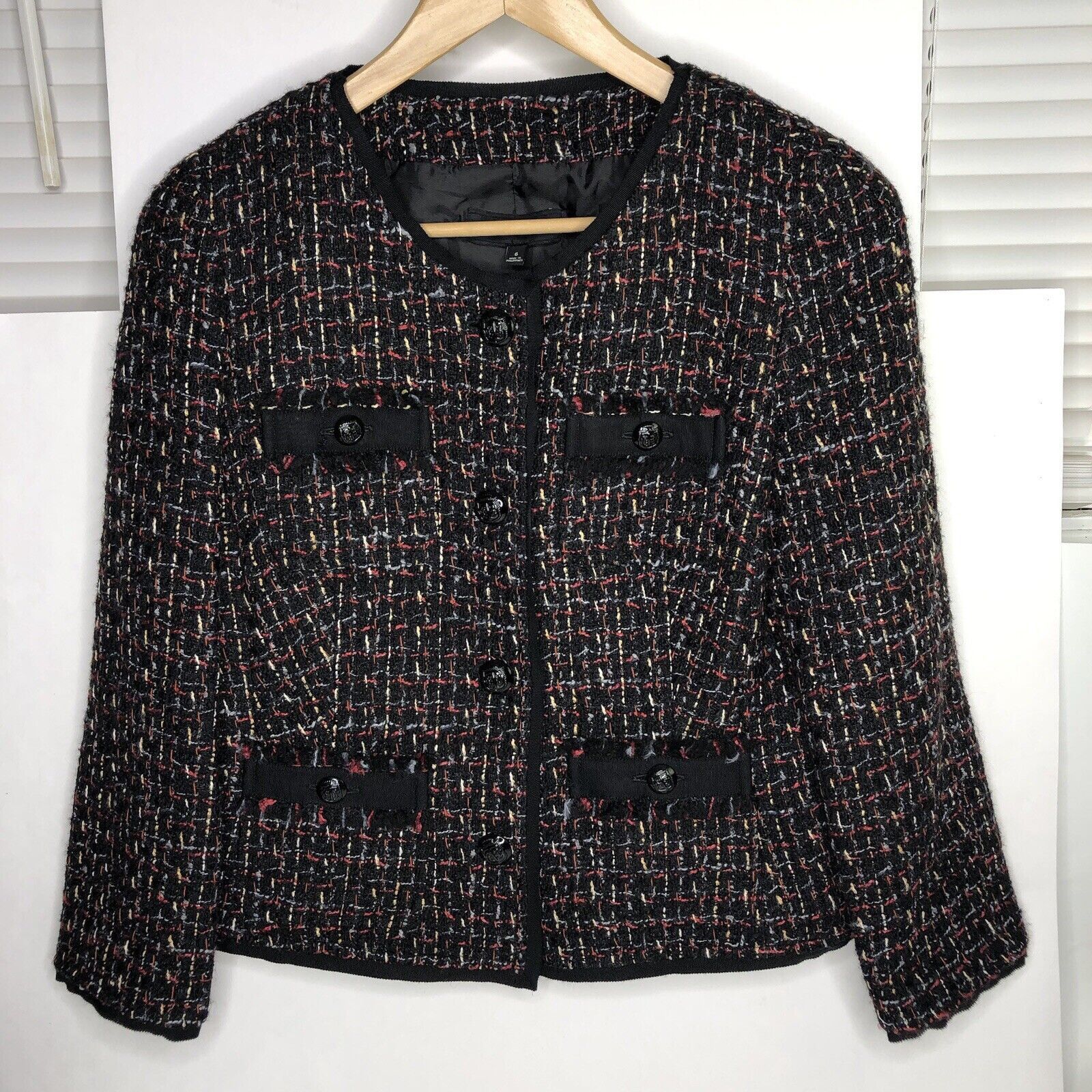 Talbots Talbots Blazer Jacket Sz 6 Women Black Red Wool Blended Size M / US 6-8 / IT 42-44 - 2 Thumbnail