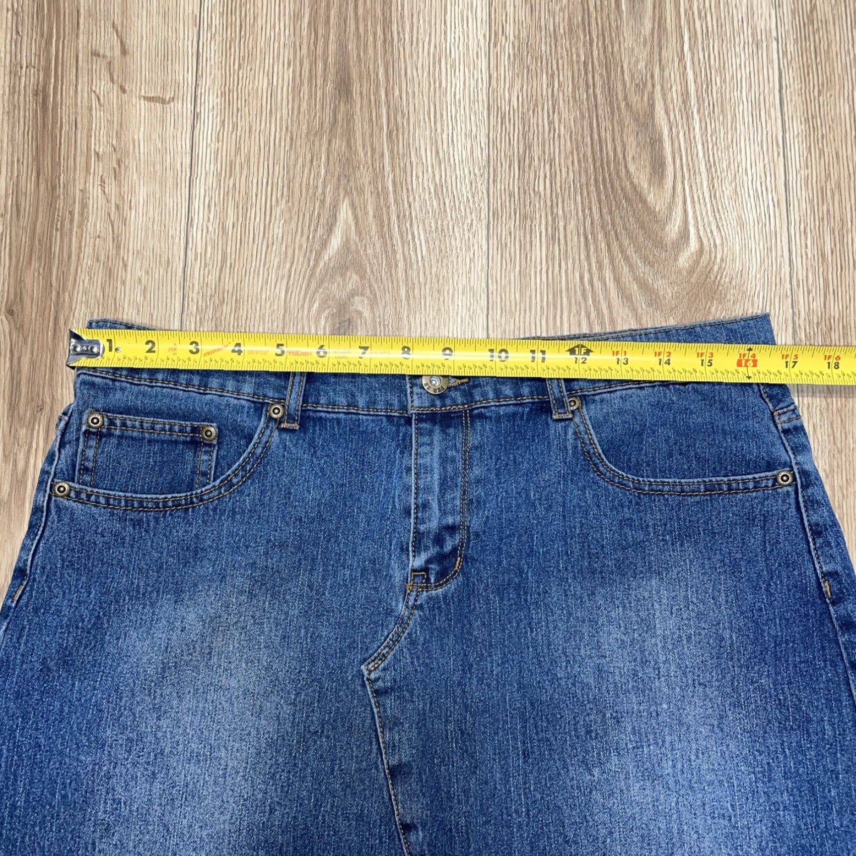 Denime VINTAGE Per Se A-Line Denim Skirt Women's Size 10 Blue Above Knee Stretch Casual Size 32" / US 10 / IT 46 - 3 Thumbnail