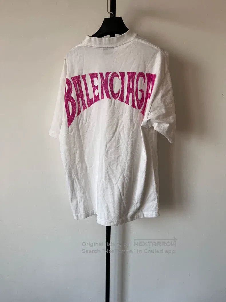 Balenciaga Back Pink Graffiti Short Sleeve
