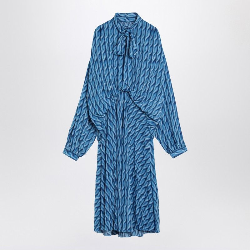 Balenciaga Balenciaga Midi Dress With Bow And Blue Print Size M / US 6-8 / IT 42-44 - 1 Thumbnail