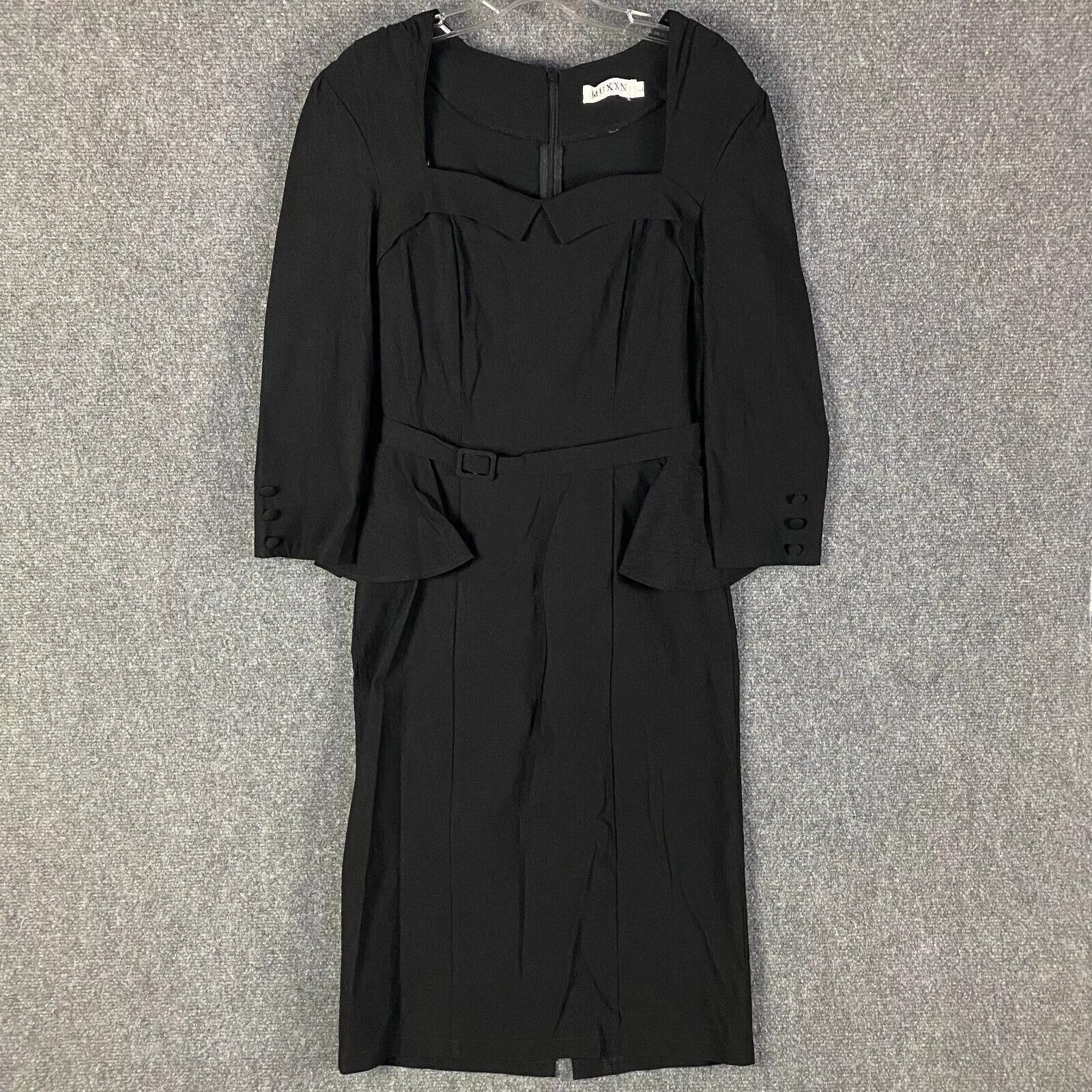 Other Muxxn Dress Women's Large Sheath 3/4 Sleeve Black L Size L / US 10 / IT 46 - 1 Thumbnail