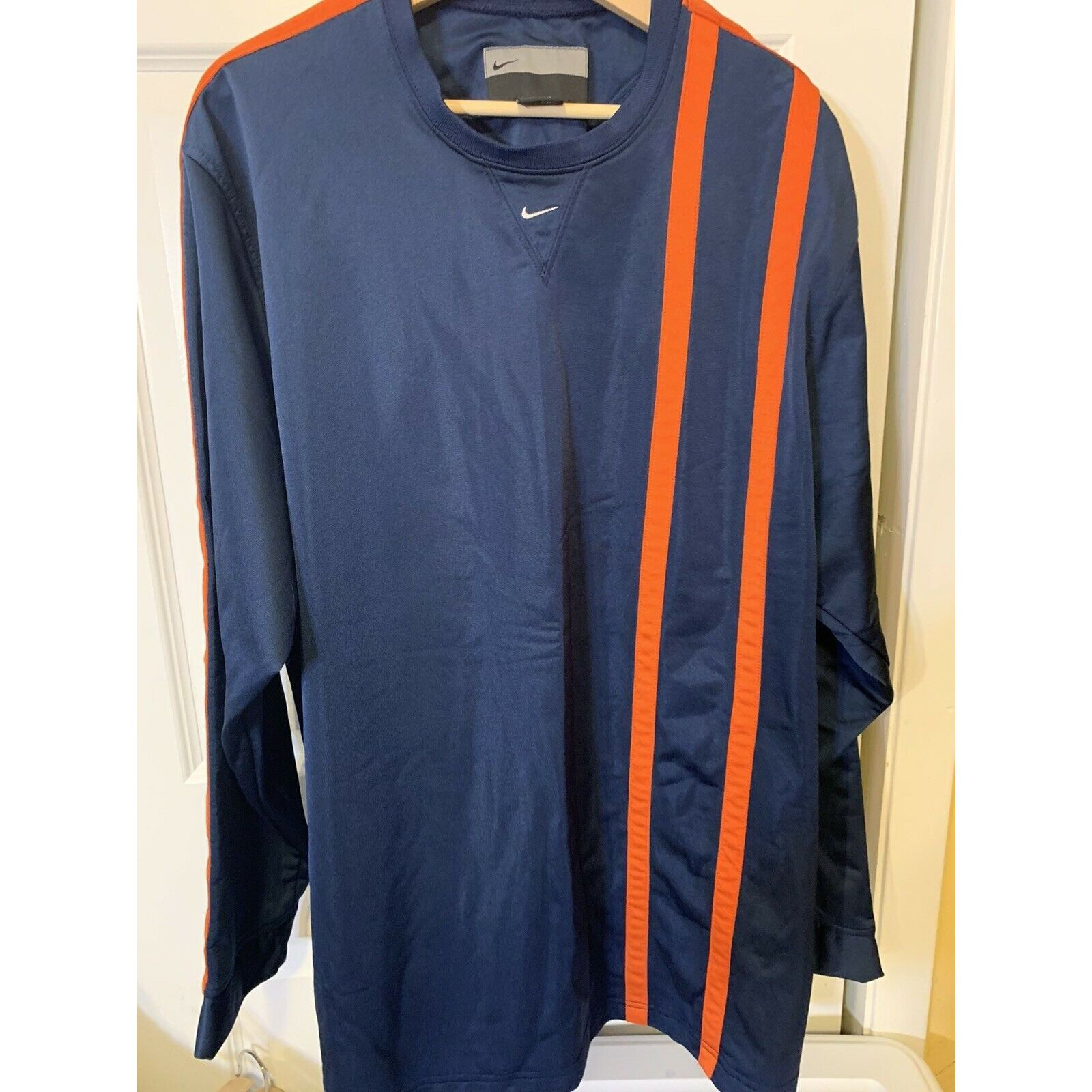 Nike VTG 90s Nike Center Swoosh Tonal Striped Polyester Longsleev Size US XXL / EU 58 / 5 - 1 Thumbnail