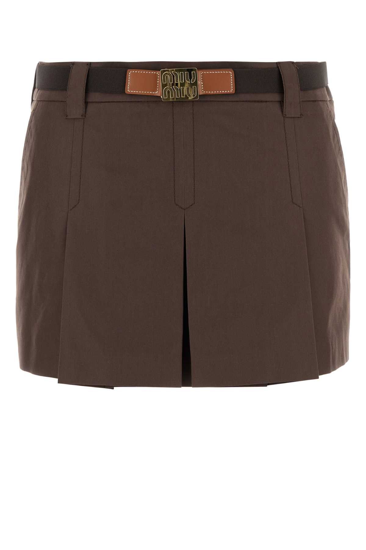 Miu Miu Brown Cotton Blend Mini Skirt Size 30" / US 8 / IT 44 - 1 Thumbnail