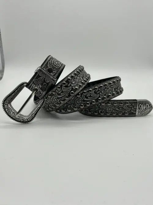 Japanese Brand Gothic Studded Belt (cement gray) Size ONE SIZE - 2 Thumbnail