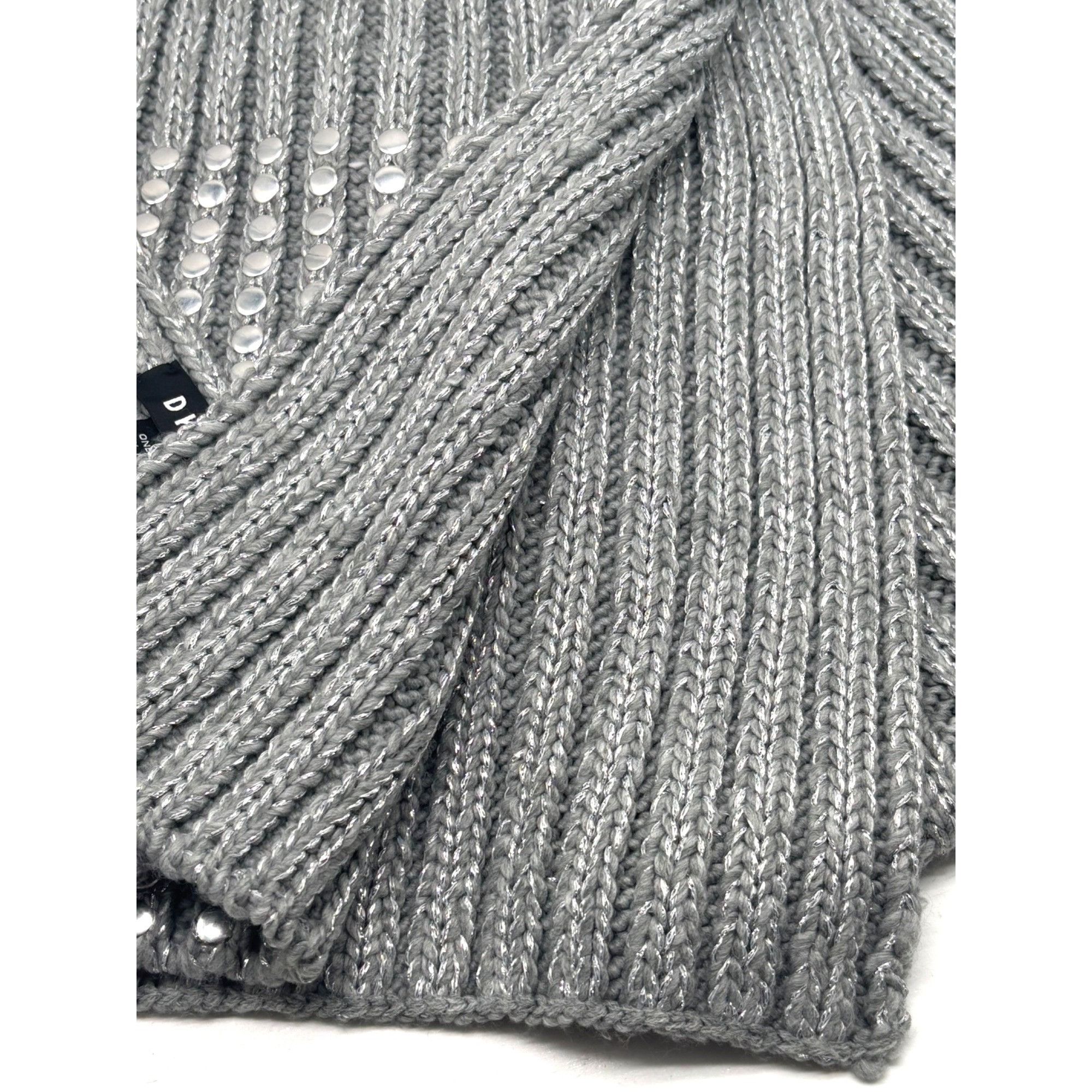 DKNY DKNY Flat-Stud Metallic Rib-Knit Scarf, Silver 14" x 82 Size ONE SIZE - 7 Thumbnail