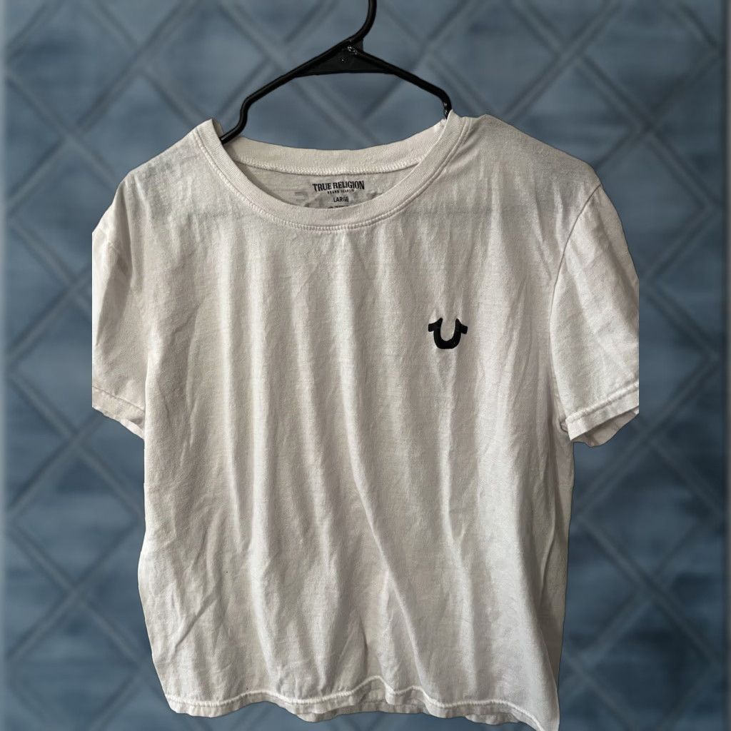 True Religion TRUE RELIGION Men's T-Shirt Large White Short Sleeve Crew Neck Solid Size US L / EU 52-54 / 3 - 1 Thumbnail