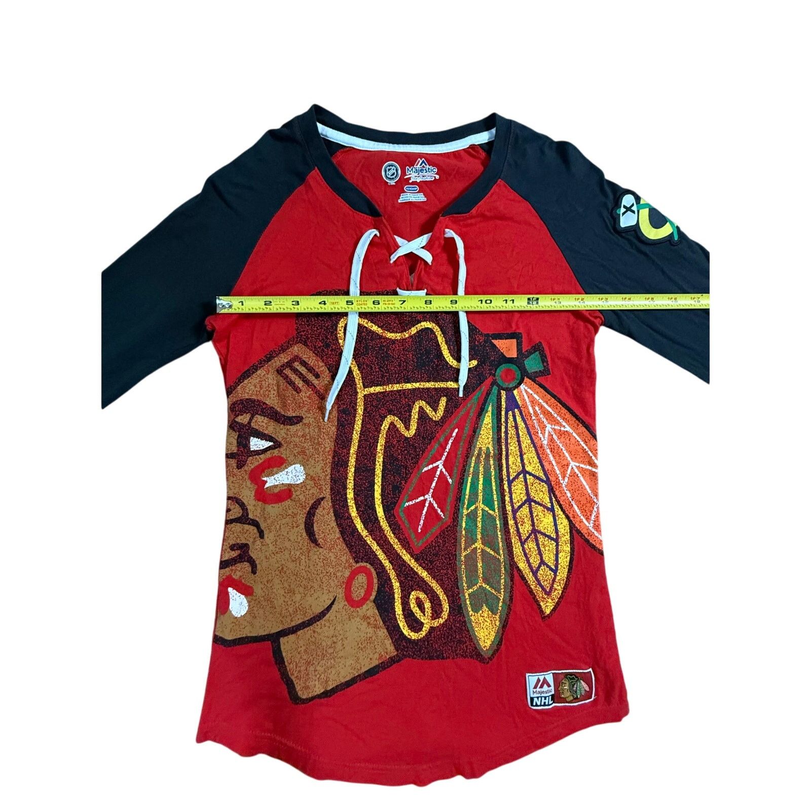 Majestic Chicago Blackhawks NHL Logo Women's Long Sleeve Shirt Size XS / US 0-2 / IT 36-38 - 4 Thumbnail