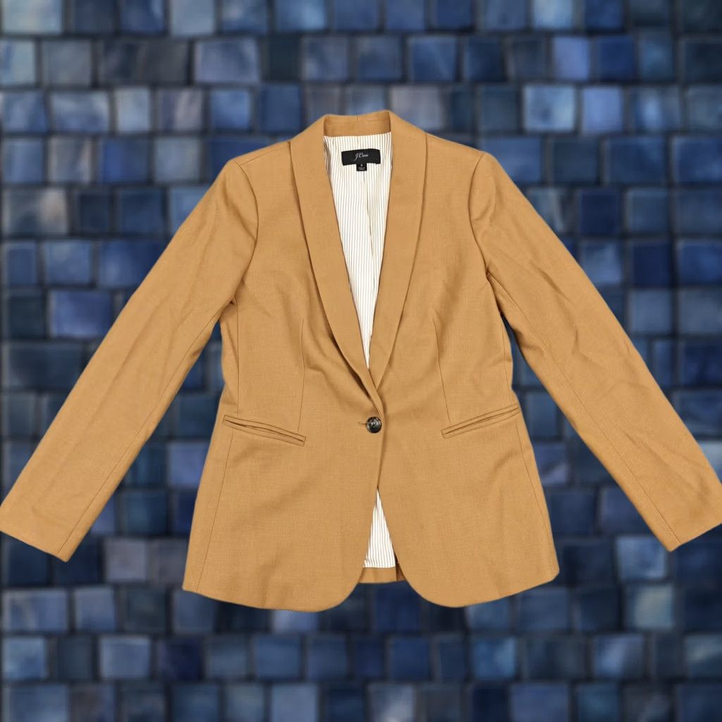J.Crew J.CREW Blazer Womens 2 Brown Wool Blend Shawl Collar One-Button Lined Jacket Shirt (Jacket) Size XS / US 0-2 / IT 36-38 - 1 Thumbnail