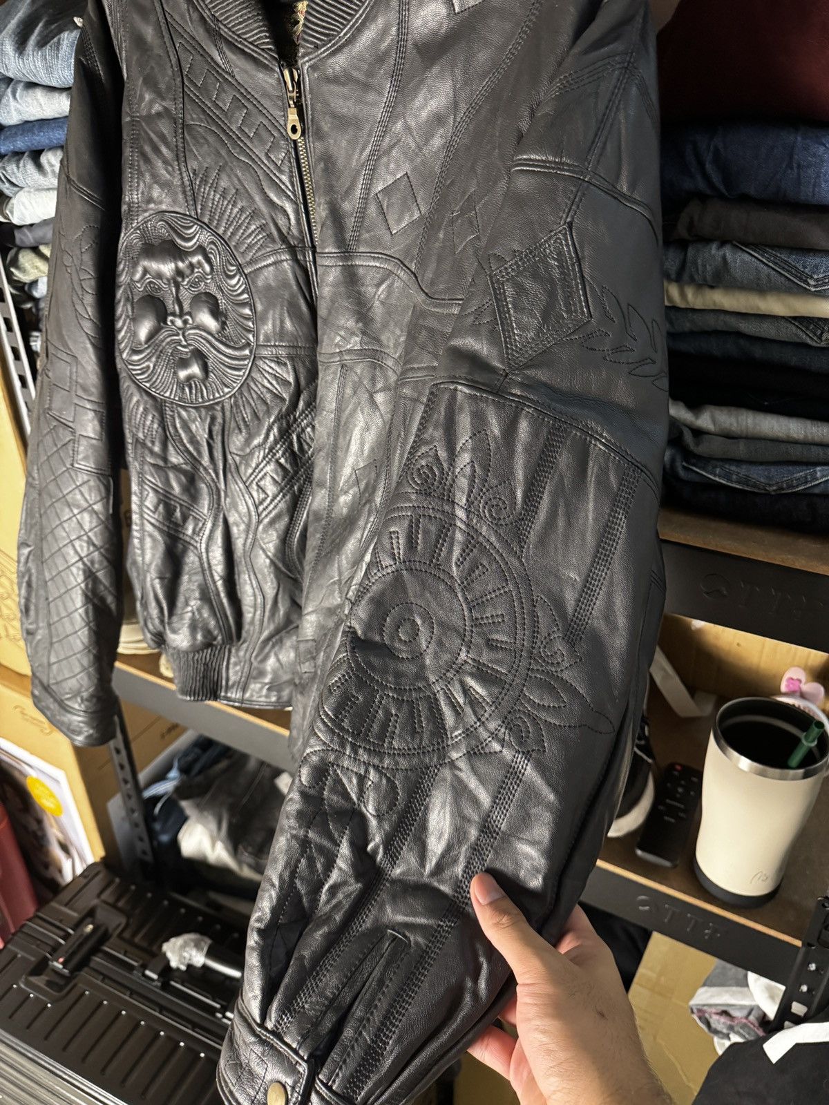 Designer × Vintage Vintage designer mazzoni leather jacket zeuspattern thread Size US XL / EU 56 / 4 - 3 Thumbnail