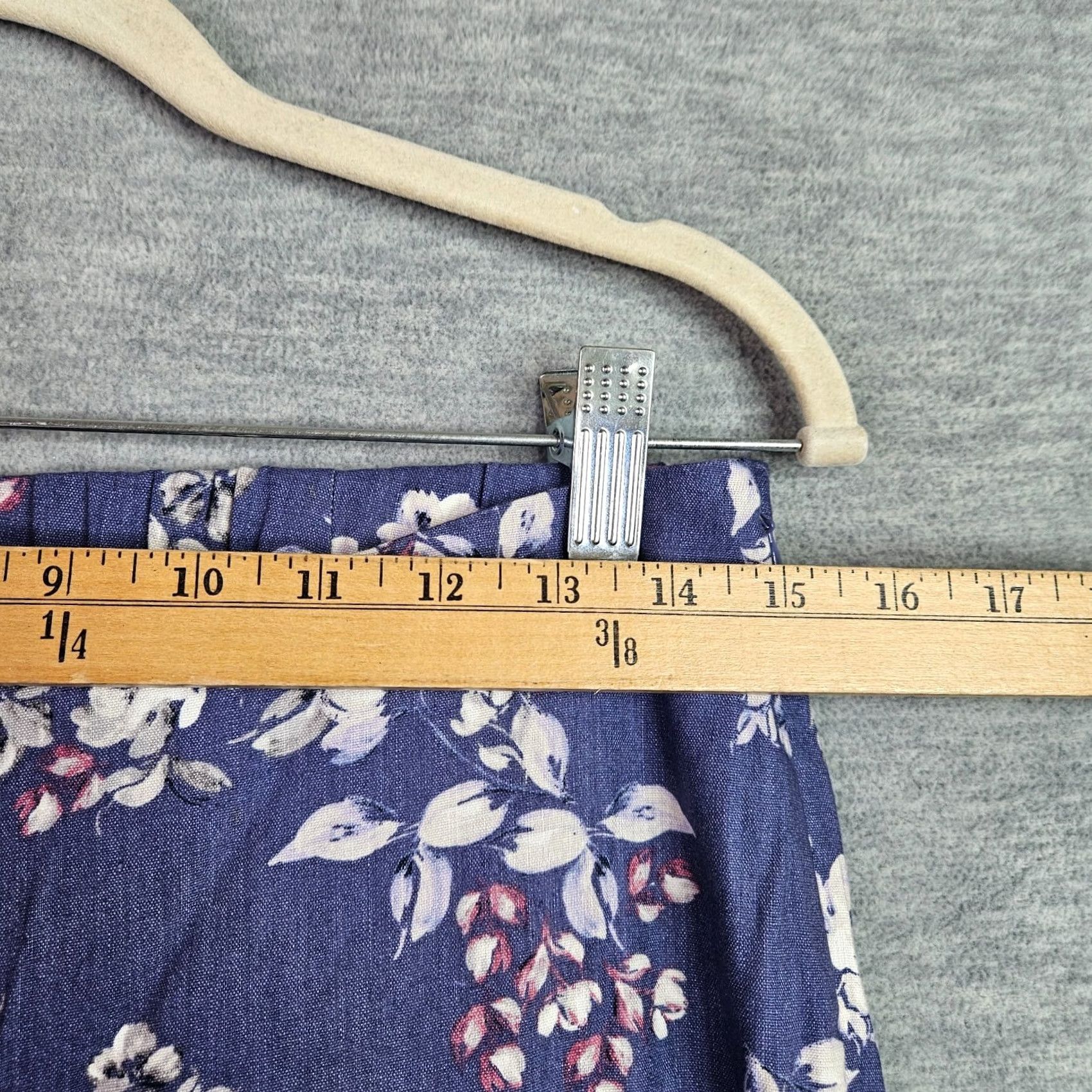 J. Jill J.Jill Linen Stretch Pants Women S Blue Floral Pull On Ankle Casual Pants Size 28" / US 6 / IT 42 - 4 Thumbnail