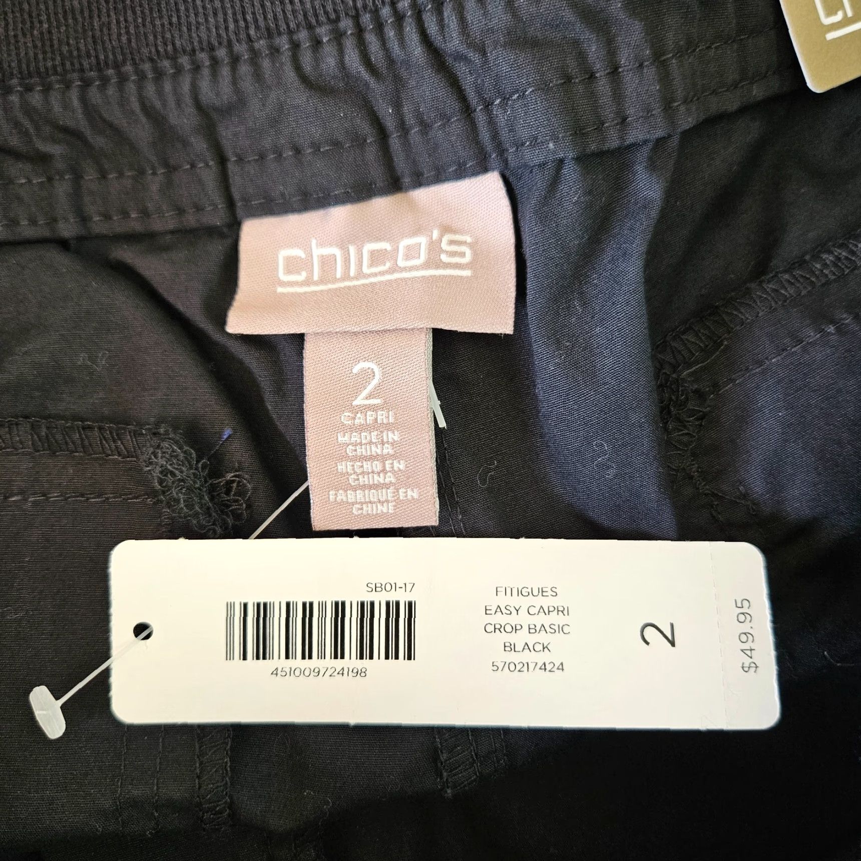 Vintage VINTAGE Chicos Womens Capri Pants L Black Cotton Blend Capri Pants Womens L Black Cotton Blend Size 36" / US 14 / IT 50 - 7 Thumbnail