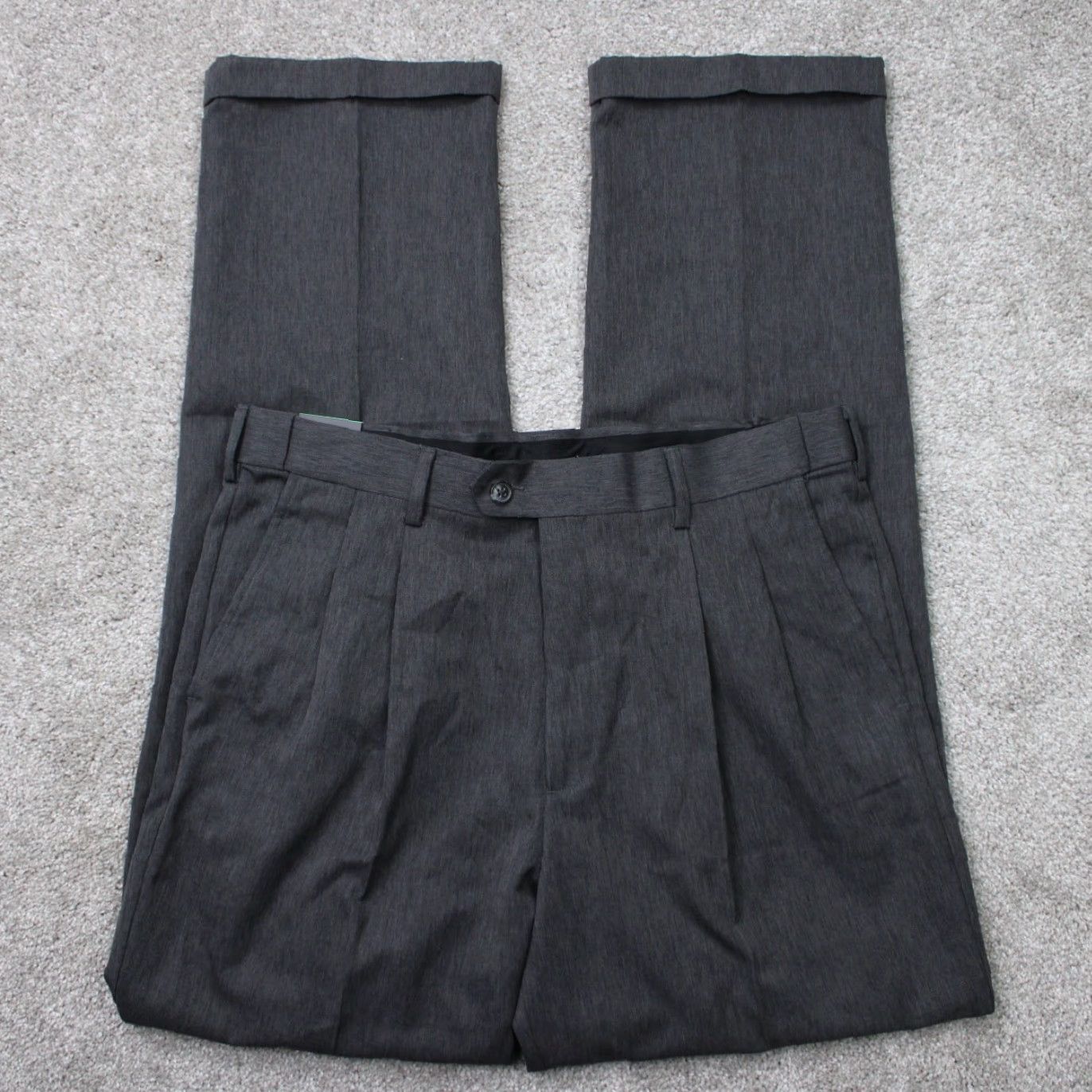 Perry Ellis Perry Ellis Dress Pants Mens 34x34 Charcoal Grey NWT City Fit Straight Leg Formal Dresswear Pleated Wrinkle Free Stretch Holiday-Season? Size US 34 / EU 50 - 2 Thumbnail