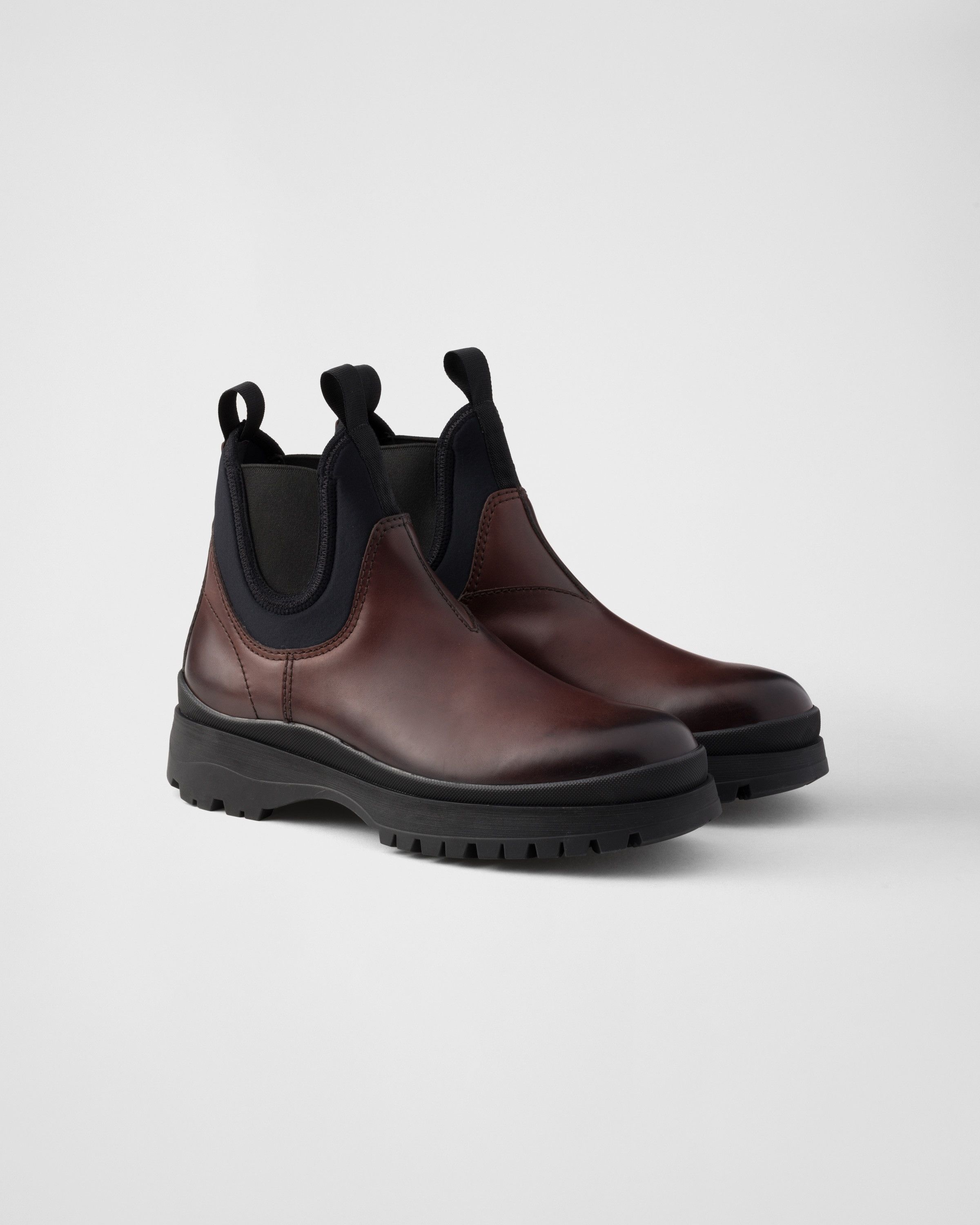 Prada o1la1rc1a0925 Leather Stretch Fabric Chelsea Boots Size US 10 / EU 43 - 1 Thumbnail