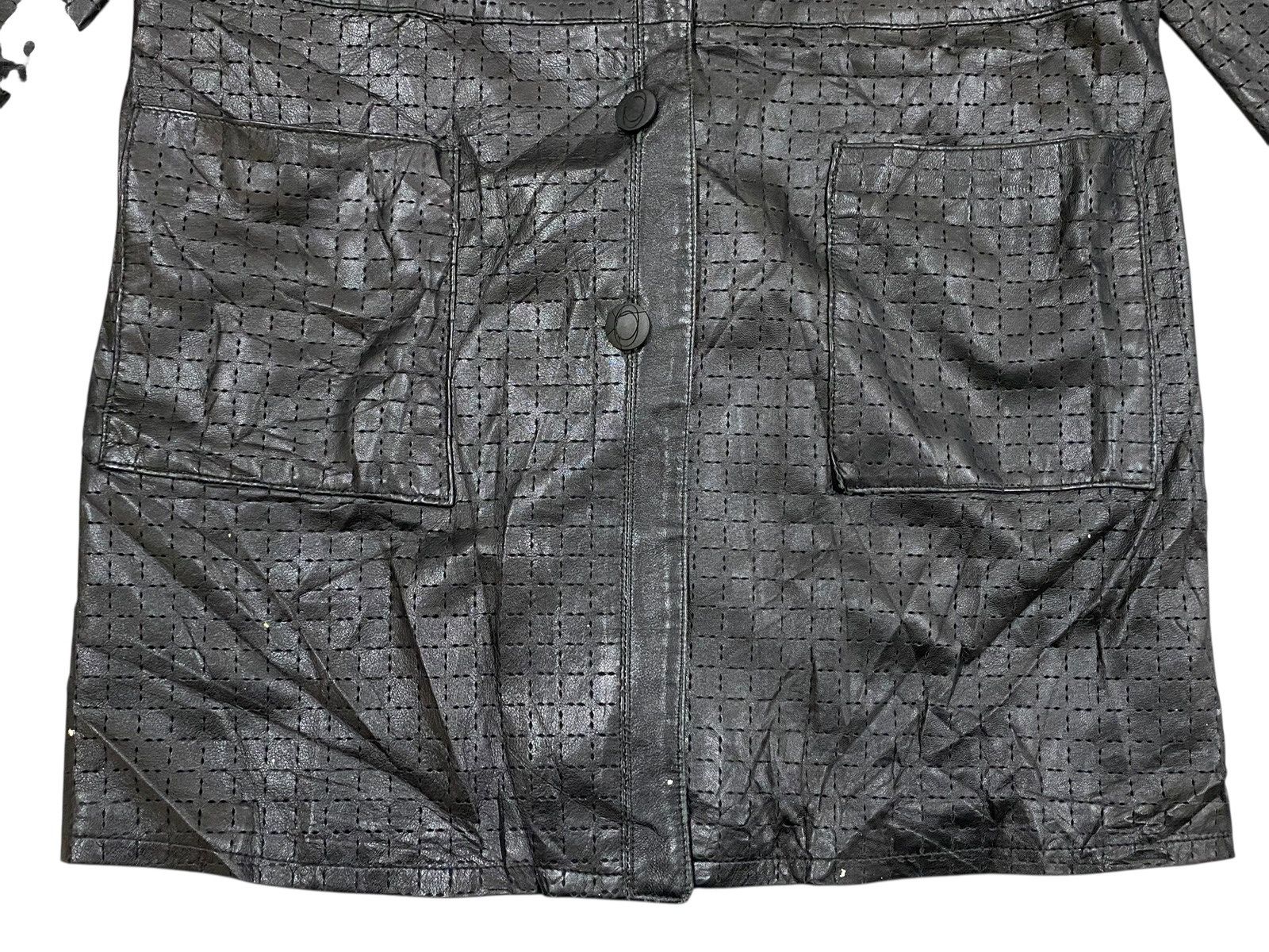Vera Pelle Vtg Exploit Textured Leather Coat Avant Garde Matrix Trench Size US M / EU 48-50 / 2 - 6 Thumbnail