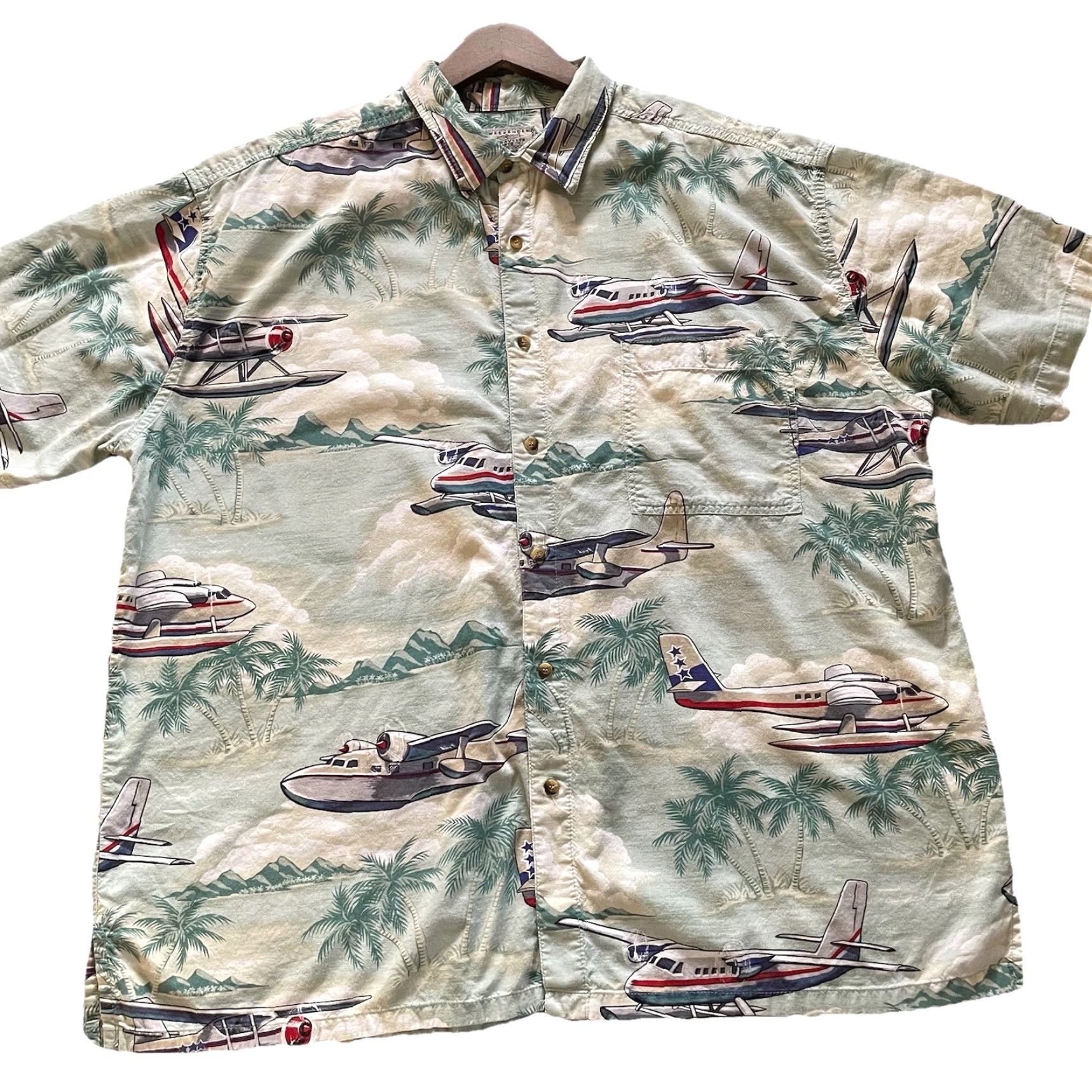 Vintage VINTAGE Weekender Shirt Mens 2XL Blue Airplane Hawaiian Retro Aloha Travel Casual Short Sleeve Button-Up Size US XXL / EU 58 / 5 - 7 Thumbnail