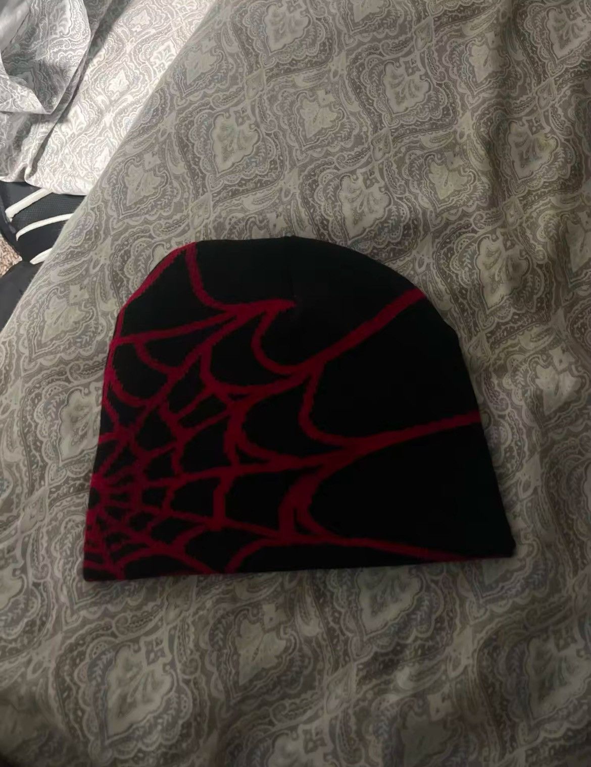 Japanese Brand × Vintage Y2K Spiderweb beanie (black red) Size ONE SIZE - 4 Thumbnail