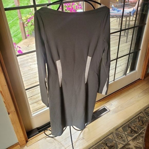 Designer Amy Matto New York Army Green & Cream Long Sleeve Sz. 8 Dres Size M / US 6-8 / IT 42-44 - 3 Thumbnail