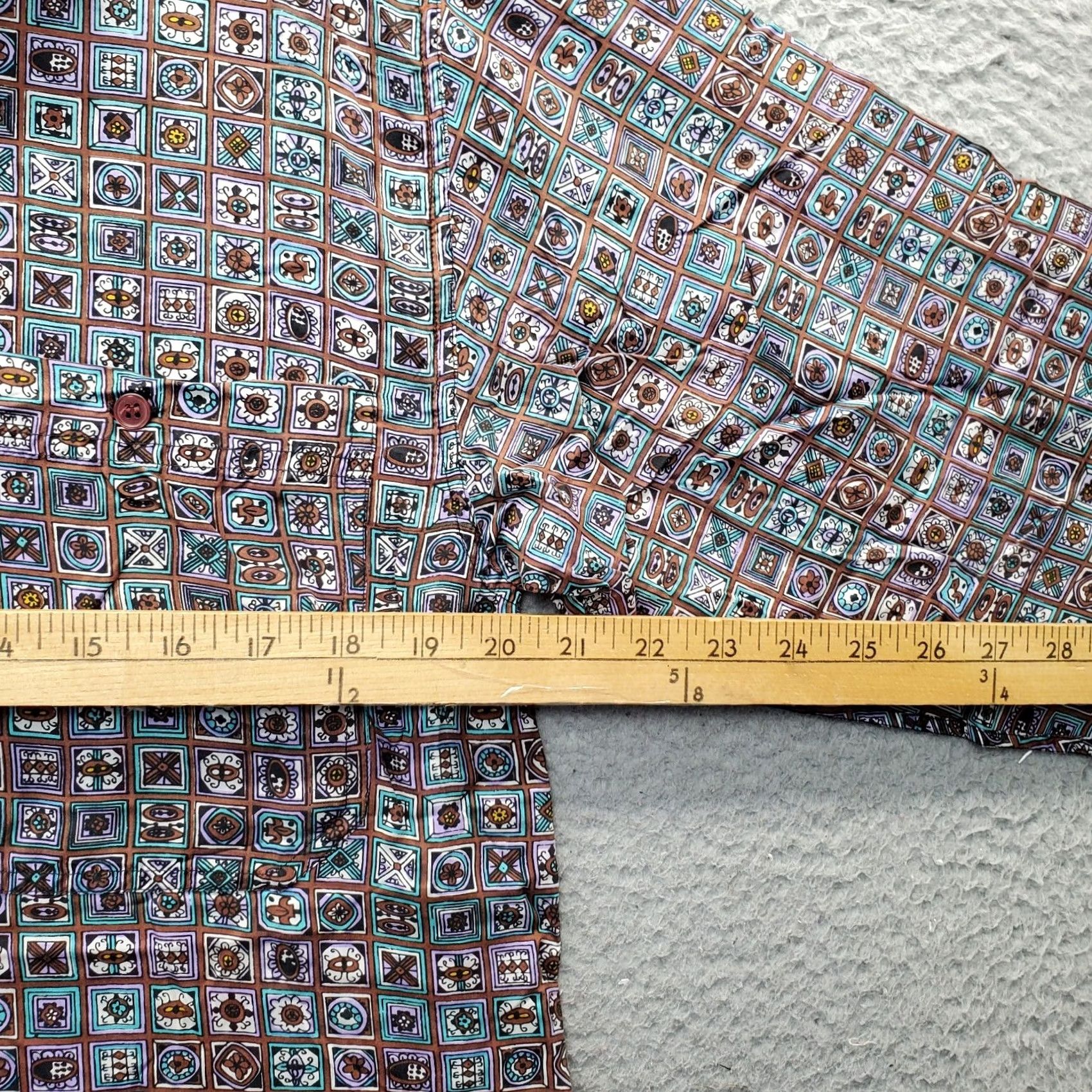 Oleg Cassini Oleg Cassini Shirt Mens Small Multicolor Mosaic Pattern Pocket Collared Button Down Size US S / EU 44-46 / 1 - 7 Thumbnail