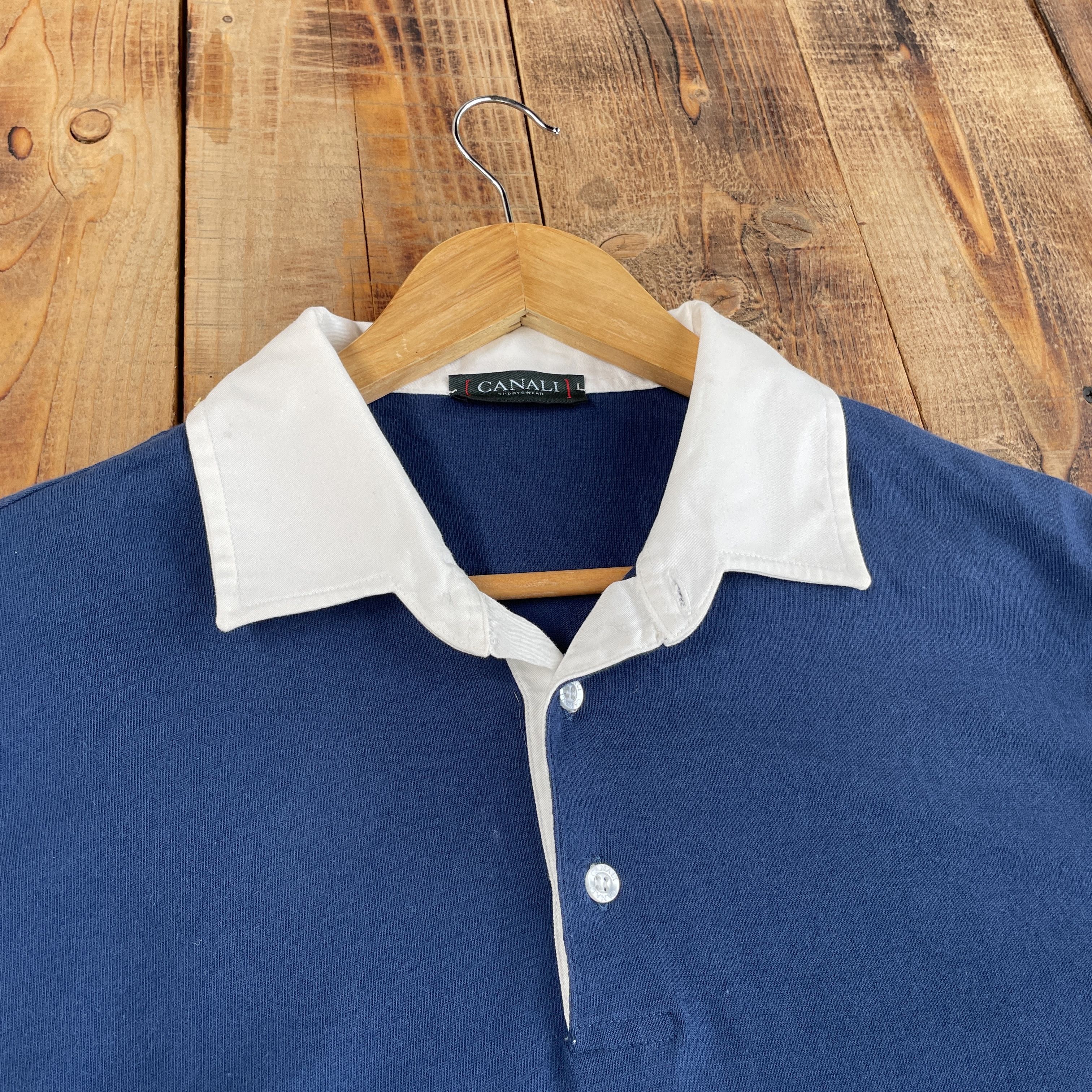 Canali Canali Sportsweat Cotton Navy Blue Rugby Shirt Size EUR 54 Size US XL / EU 56 / 4 - 4 Thumbnail