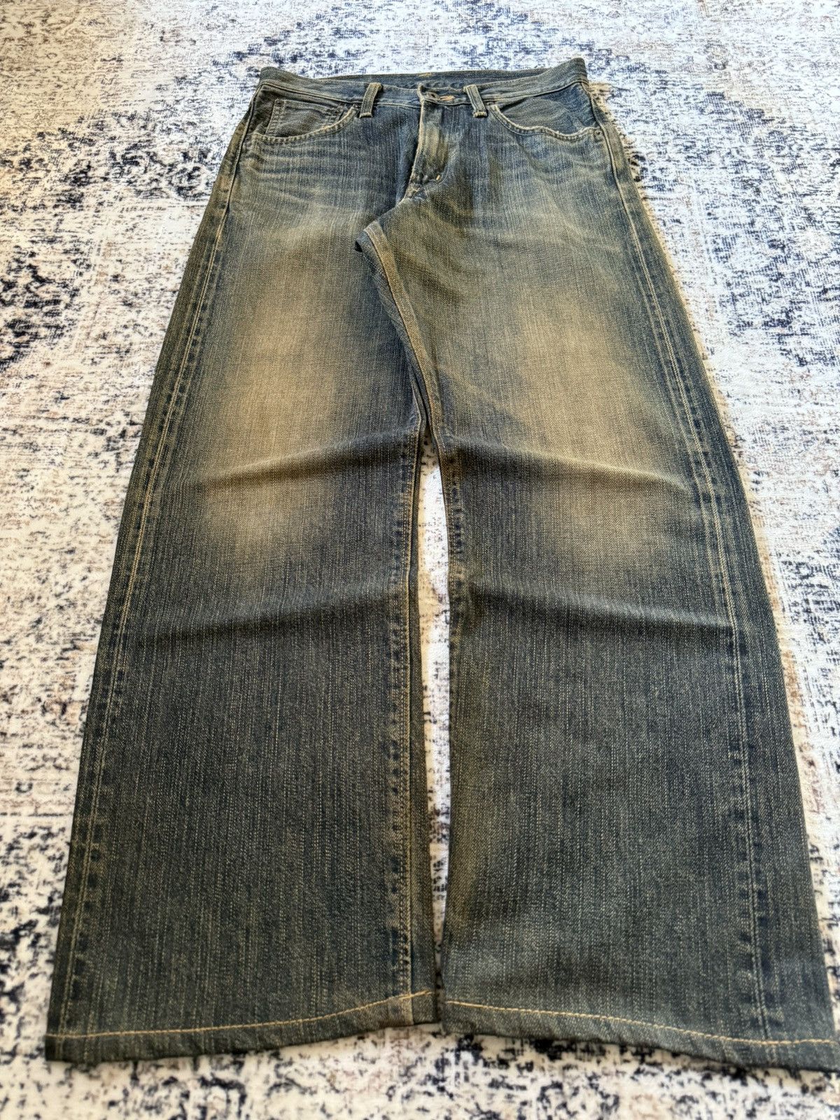 Beams Plus × Orslow Edwin 505 Mud Wash Patina Fade Selvedge Loose Jeans Size US 29 - 6 Thumbnail