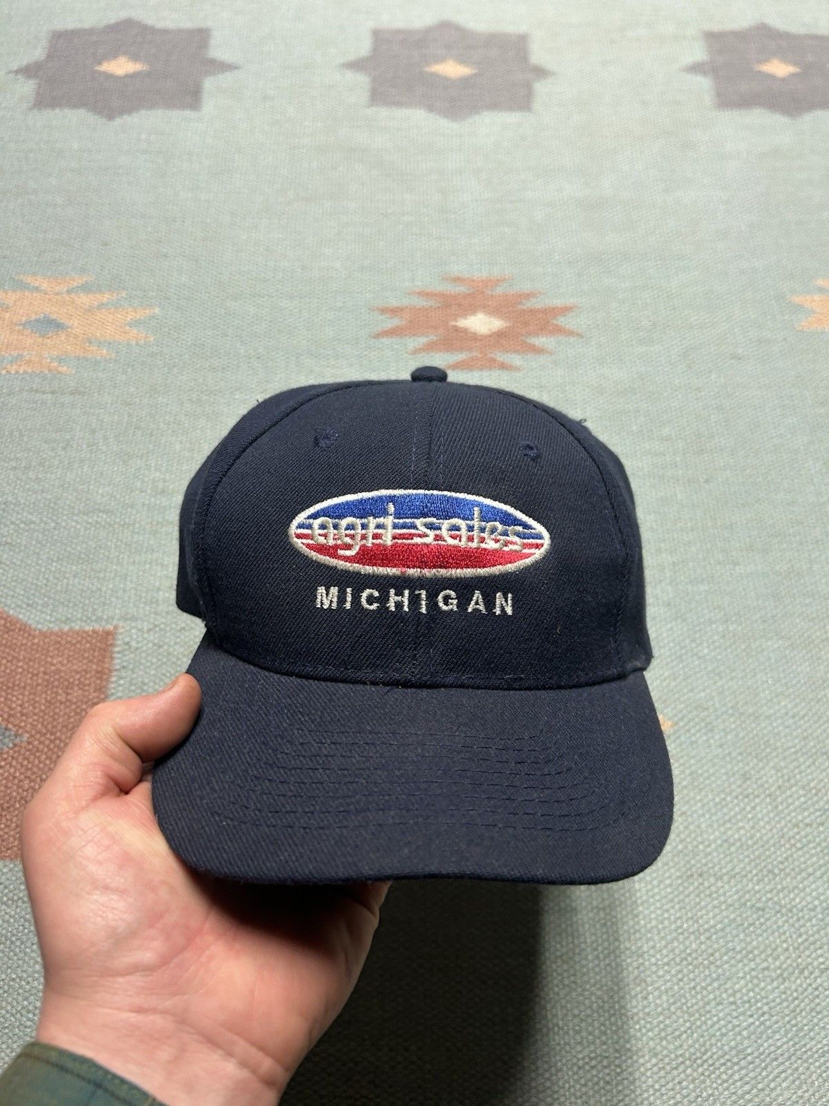 Vintage Vtg SnapBack hat Agri Sales Michigan bean people farm blue Size ONE SIZE - 2 Thumbnail