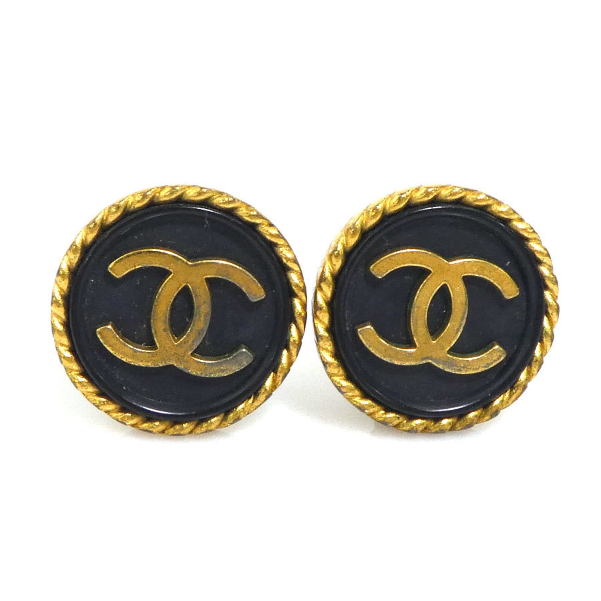 Chanel Chanel earrings, Coco Mark design, metal and plastic, gold black, for women, e61732a Size ONE SIZE - 1 Thumbnail