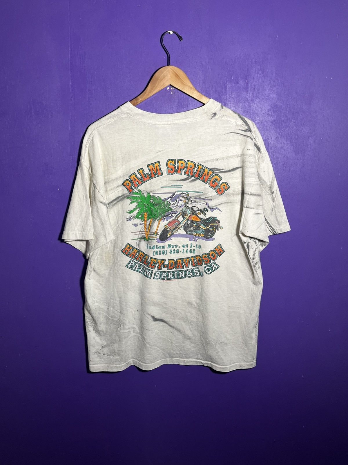 Harley Davidson × Vintage Vintage 1991 Harley Davidson marble dyed logo t-shirt Size US L / EU 52-54 / 3 - 2 Thumbnail