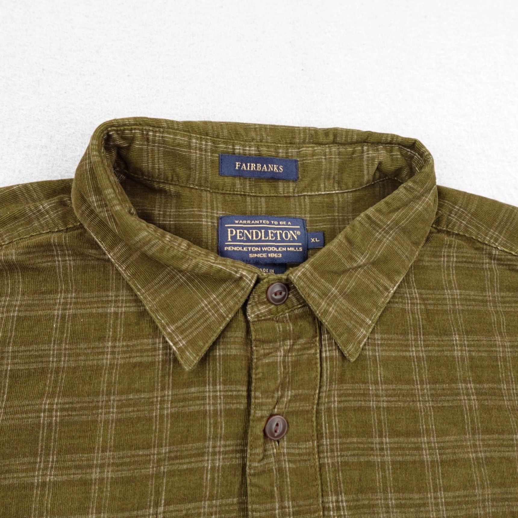 Pendleton Pendleton Shirt Mens XL Green Plaid Fairbanks Corduroy Roll Tab Button Up Long Sleeve Size US XL / EU 56 / 4 - 2 Thumbnail