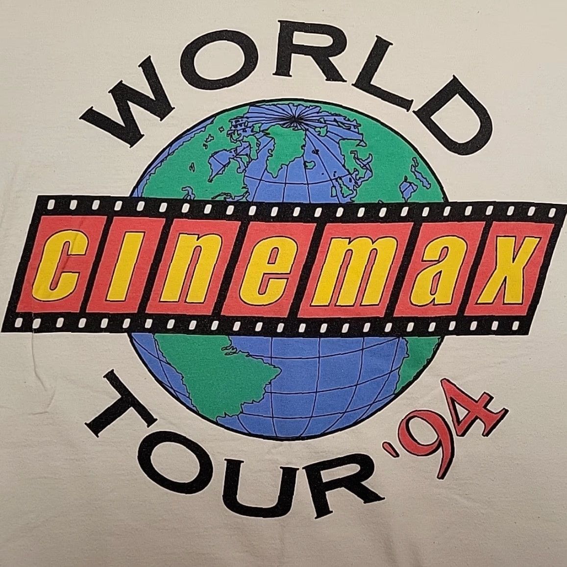 Vintage VINTAGE Cinemax World Tour 94 Shirt Mens XL White Globe Retro Movie Made In The USA Shirt Mens XL White Globe Movie USA Size US XL / EU 56 / 4 - 4 Thumbnail