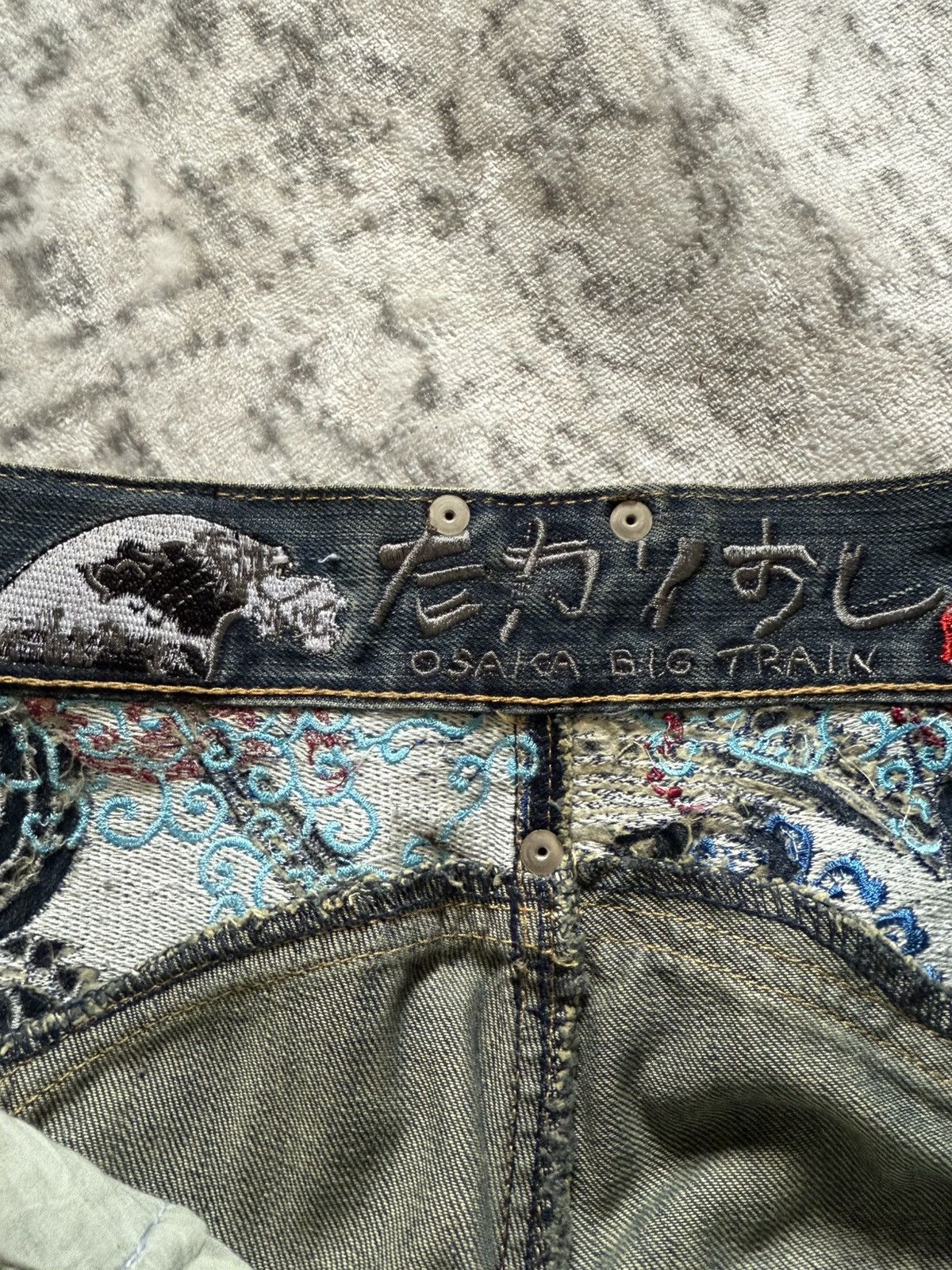 Japanese Brand Osaka Big Train Japan Over Stitch Boro Yakuza Jeans Size US 32 / EU 48 - 24 Thumbnail