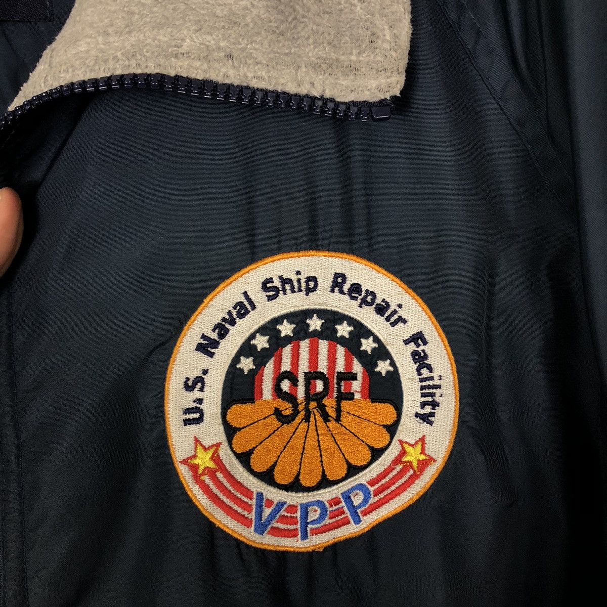 Japanese Brand 🔥80’s Bomber Jacket Us Naval Ship Repair Facility Big Logo Size US XL / EU 56 / 4 - 14 Thumbnail