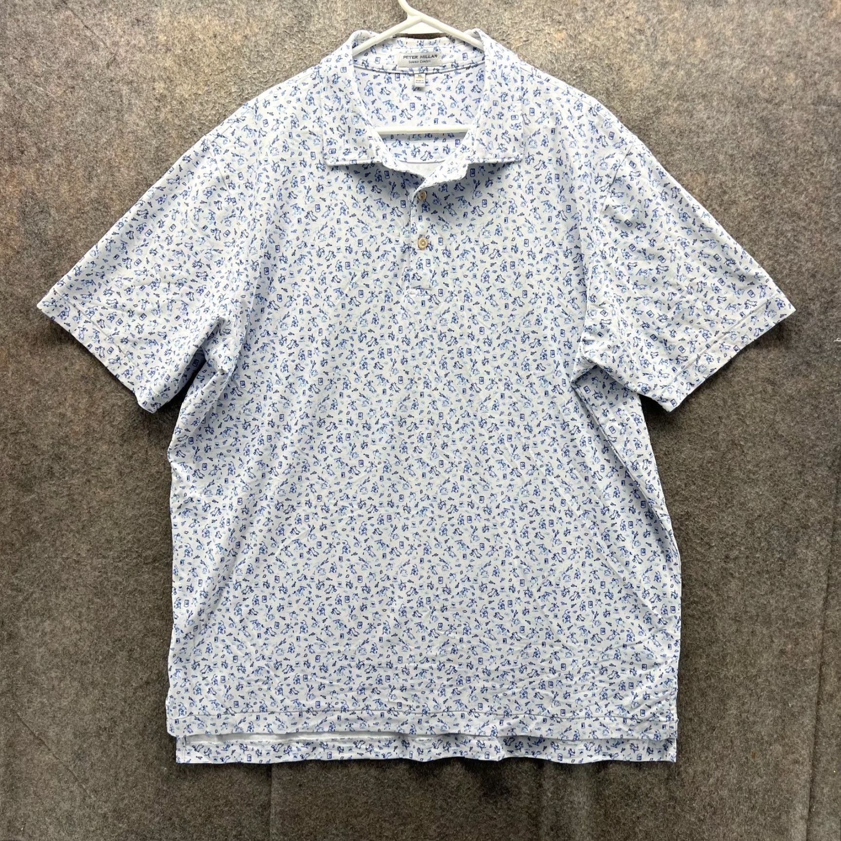 Peter Millar Peter Millar Polo Shirt Mens XL Blue Striped Short Sleeve Button-Up All Seasons Regular Fit Size US XL / EU 56 / 4 - 2 Thumbnail