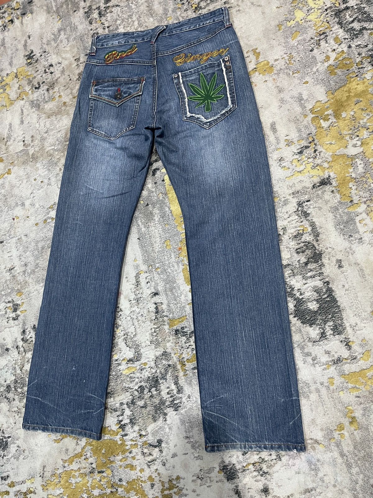 Japanese Brand Vintage Red Ginger Flare Denim Jeans ! Rare Design Size US 32 / EU 48 - 5 Thumbnail