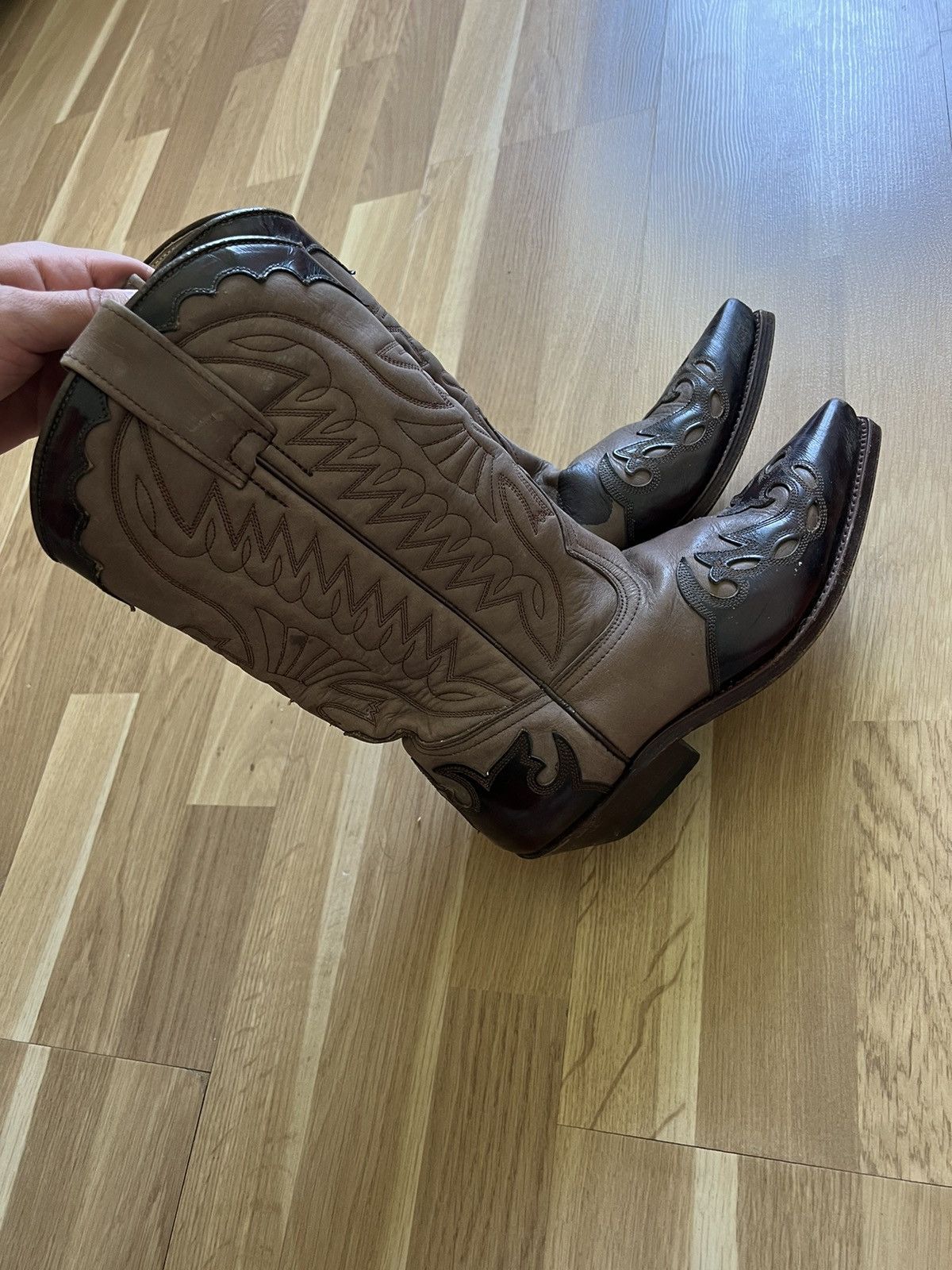 Vintage Vintage cowboy western leather boots sancho style 90 brown Size US 6.5 / IT 36.5 - 4 Thumbnail