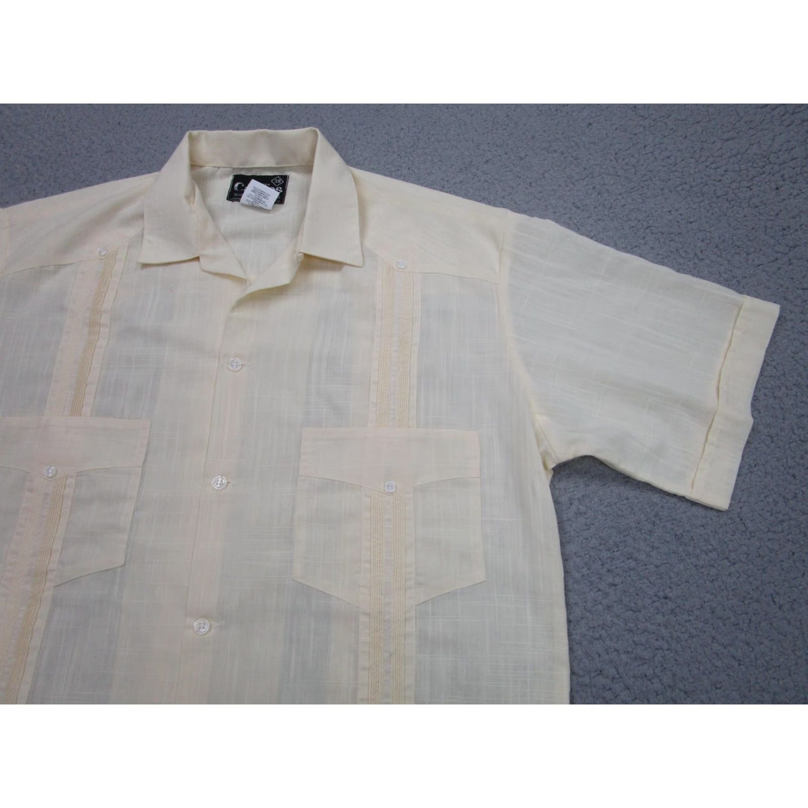 Vintage VINTAGE Campos Shirt Mens 38 Yellow Guayabera Sheer Lightweight 90s Rockabilly Shirt Size US M / EU 48-50 / 2 - 2 Thumbnail
