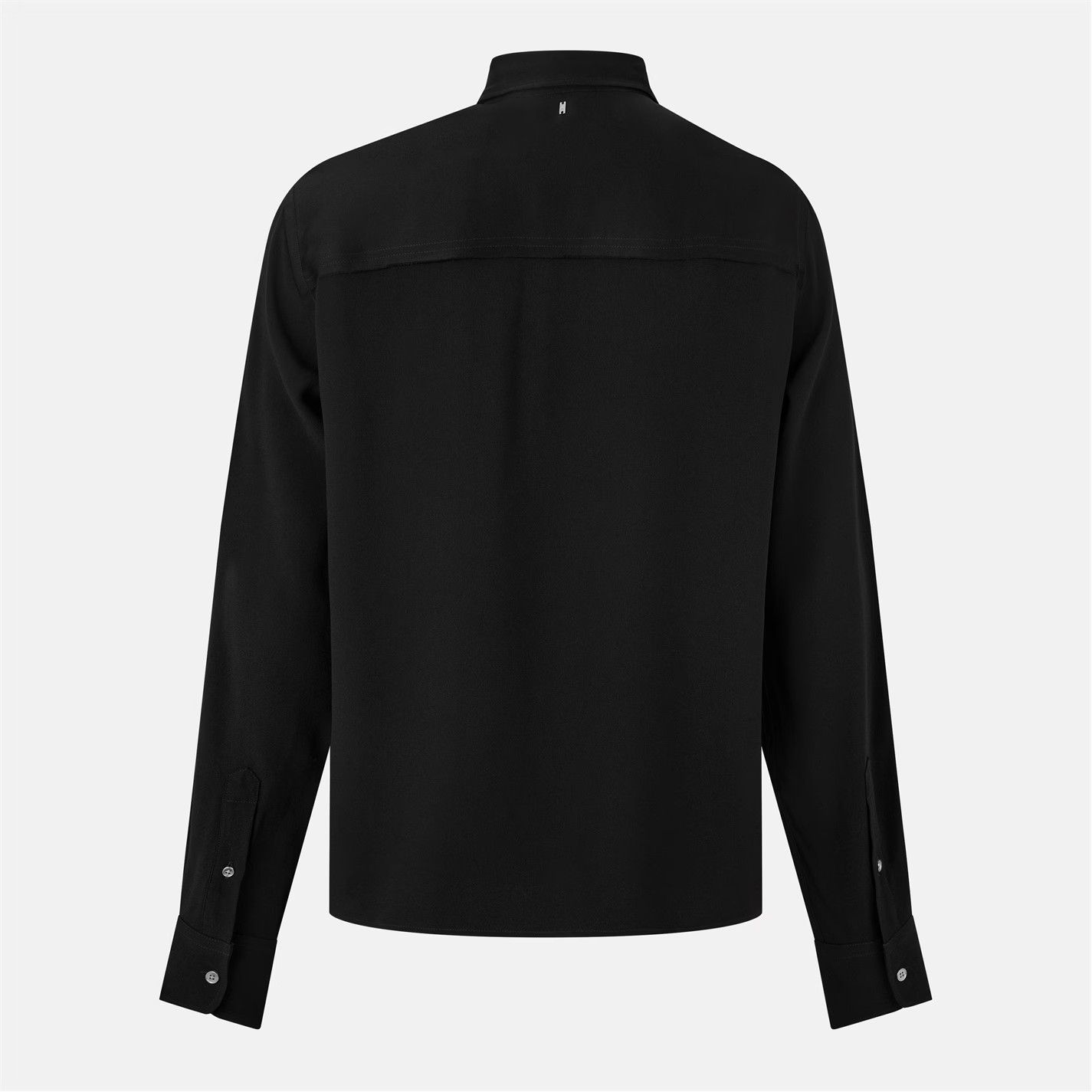 AMI o1g2r1mq0326 Viscose Long-Sleeve Plain Shirt in Black Size US M / EU 48-50 / 2 - 2 Thumbnail