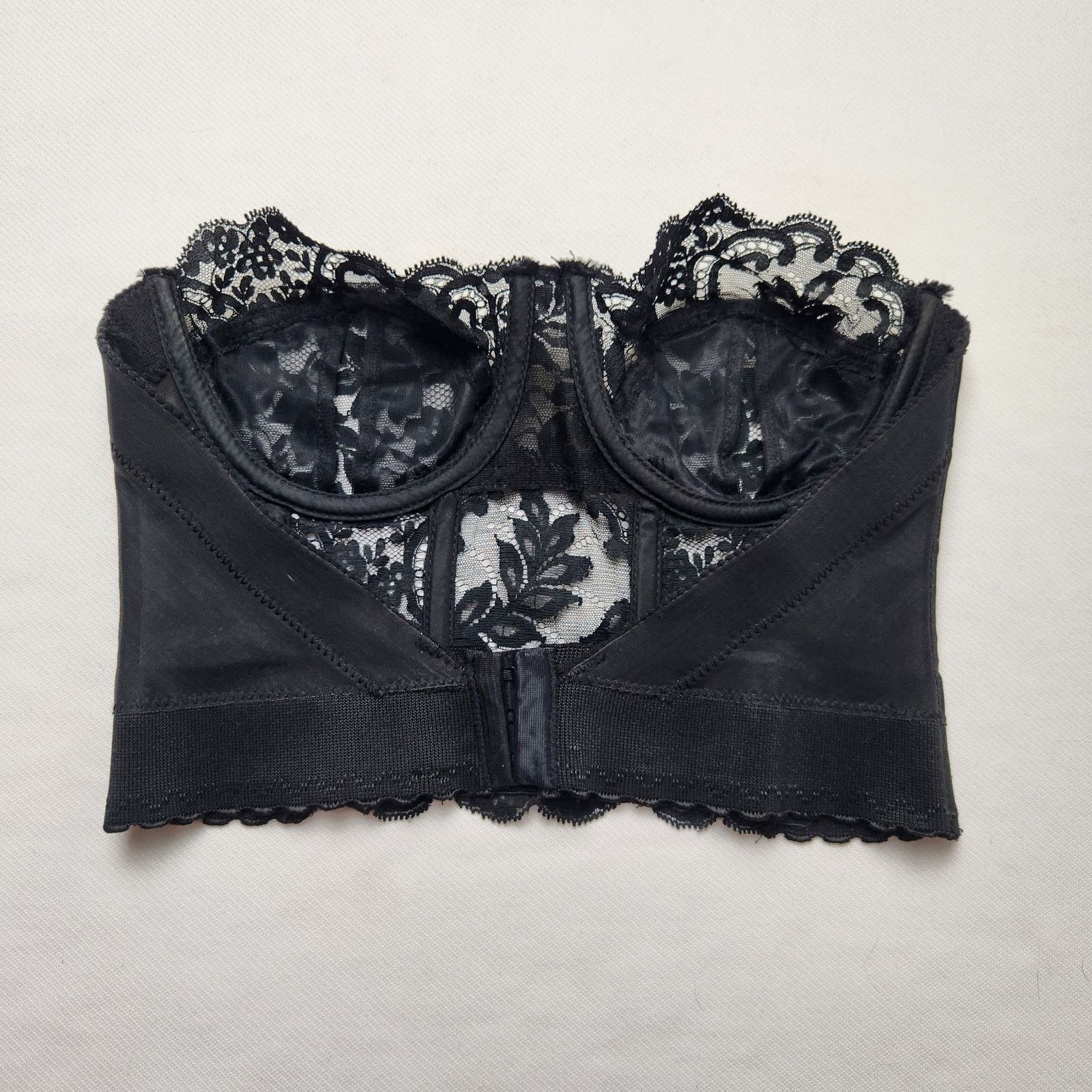 Vintage Vintage Lace Bustier Corset Low Back 34 A Black Lingerie Bra Size S / US 4 / IT 40 - 8 Thumbnail