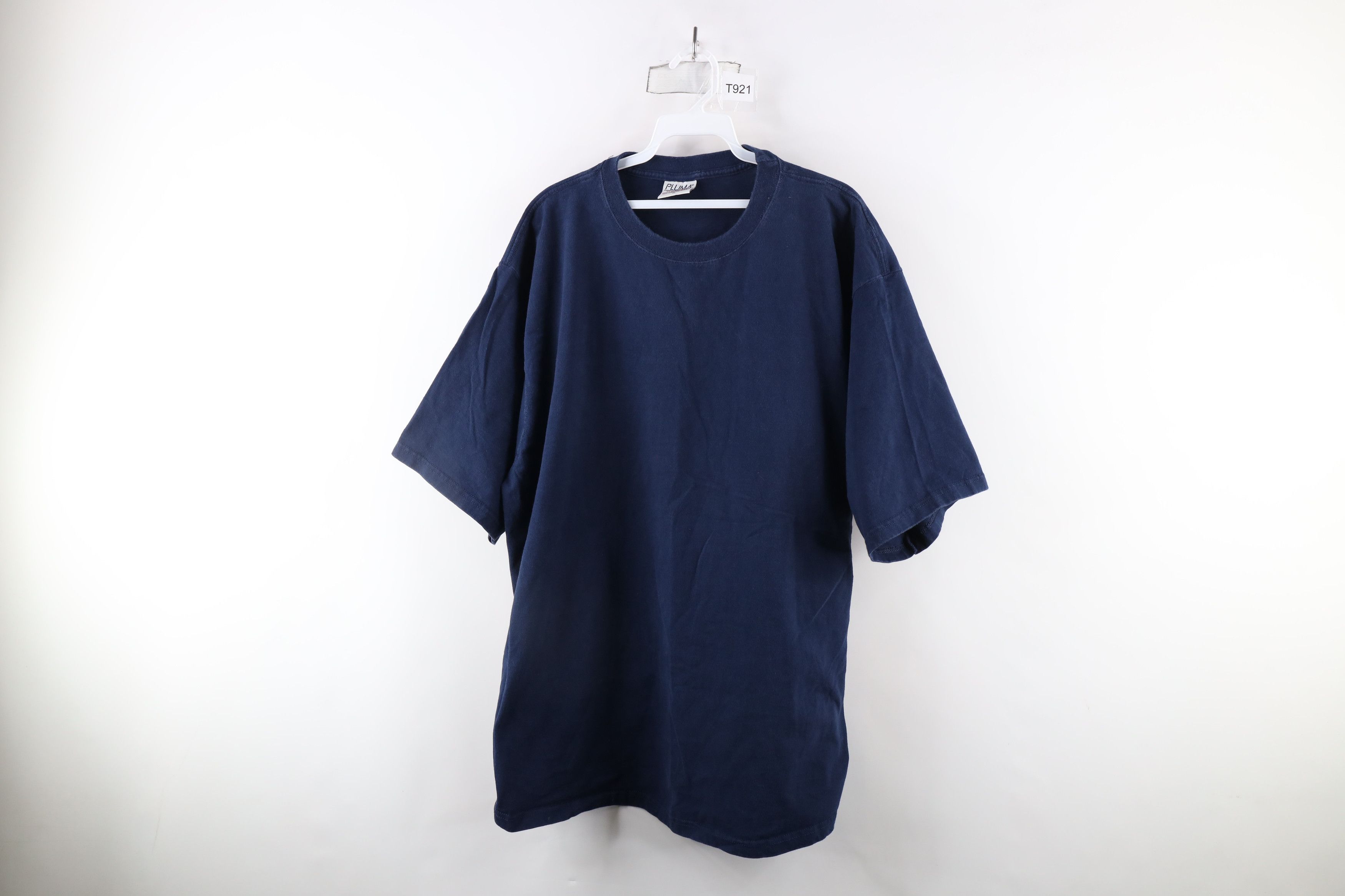 Vintage Vintage 90s Streetwear Heavyweight Cotton T-Shirt Navy Blue Size US XL / EU 56 / 4 - 1 Thumbnail