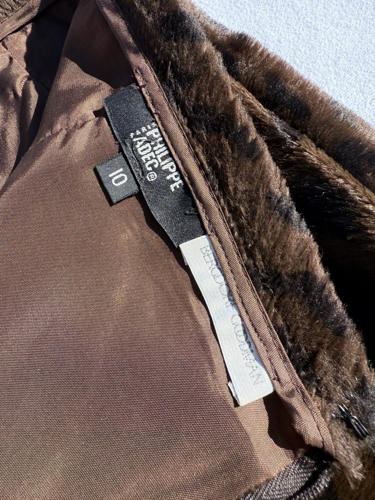 Bloomingdale's × Vintage 90s Bloomingdale's Brown faux fur leopard print skirt Size 32" / US 10 / IT 46 - 3 Thumbnail